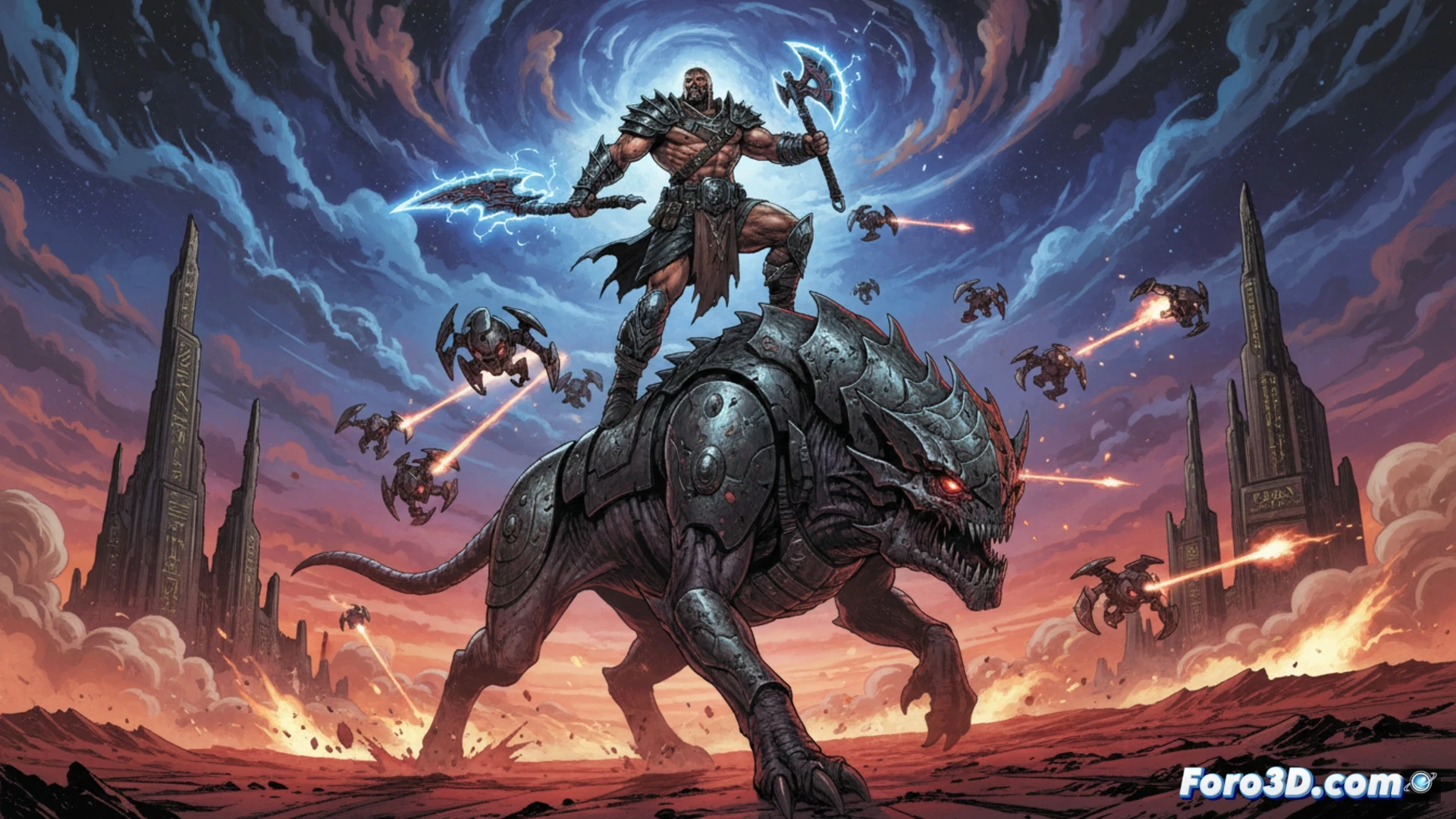 Portada de 2000 AD Sci-Fi Special 2026 con arte de Liam Sharp, mostrando una escena futurista vibrante y personajes heroicos.