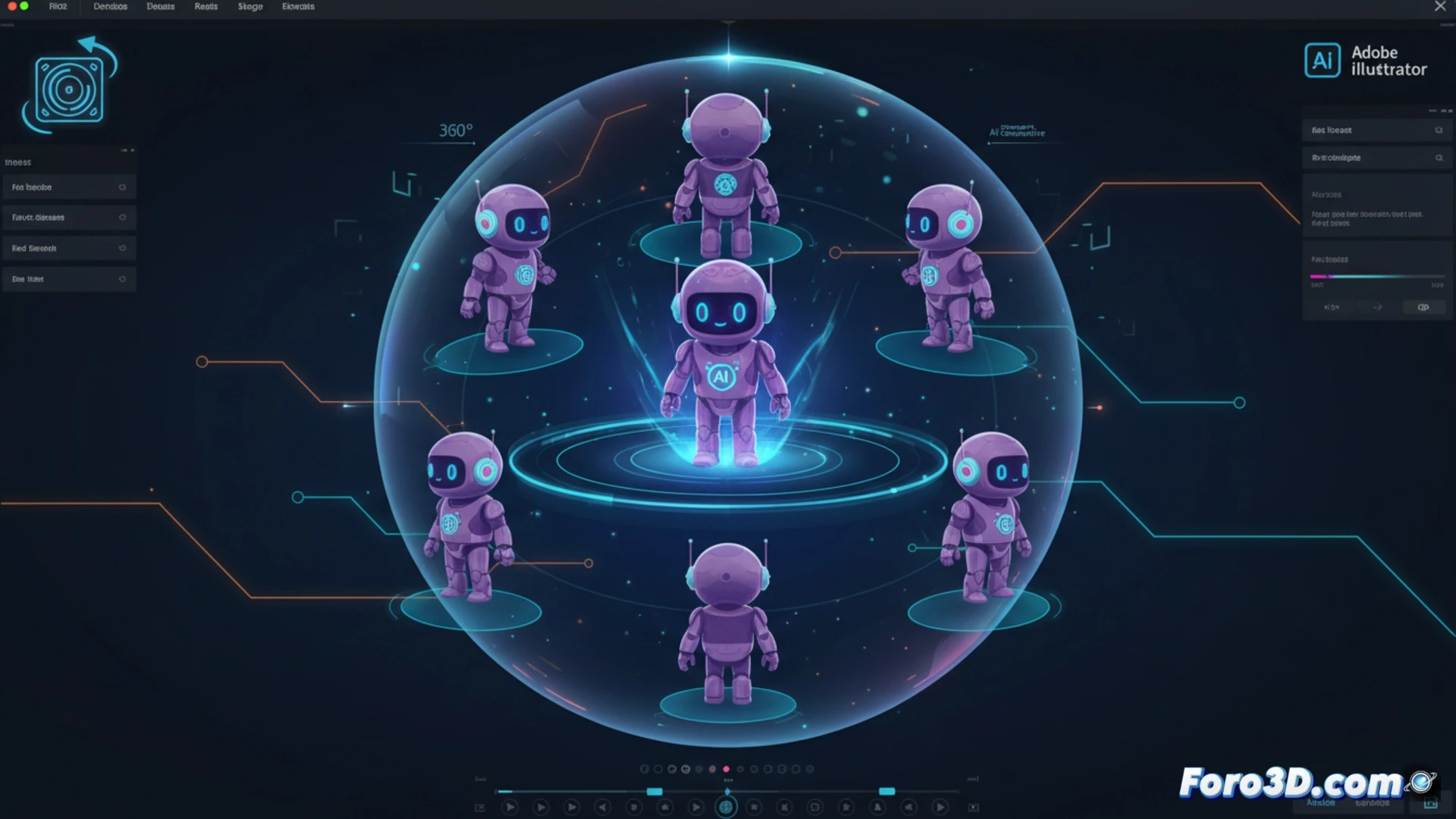 Adobe Illustrator presenta Placa Giratoria, IA para vistas 360º de vectores