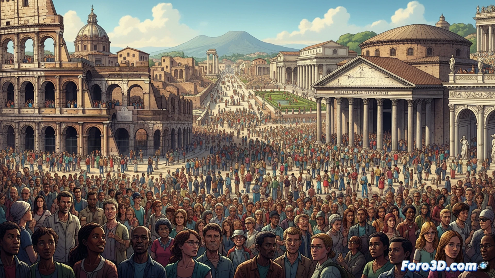 Multitud de visitantes en la Galería Uffizi, admirando obras maestras del Renacimiento en un día festivo.