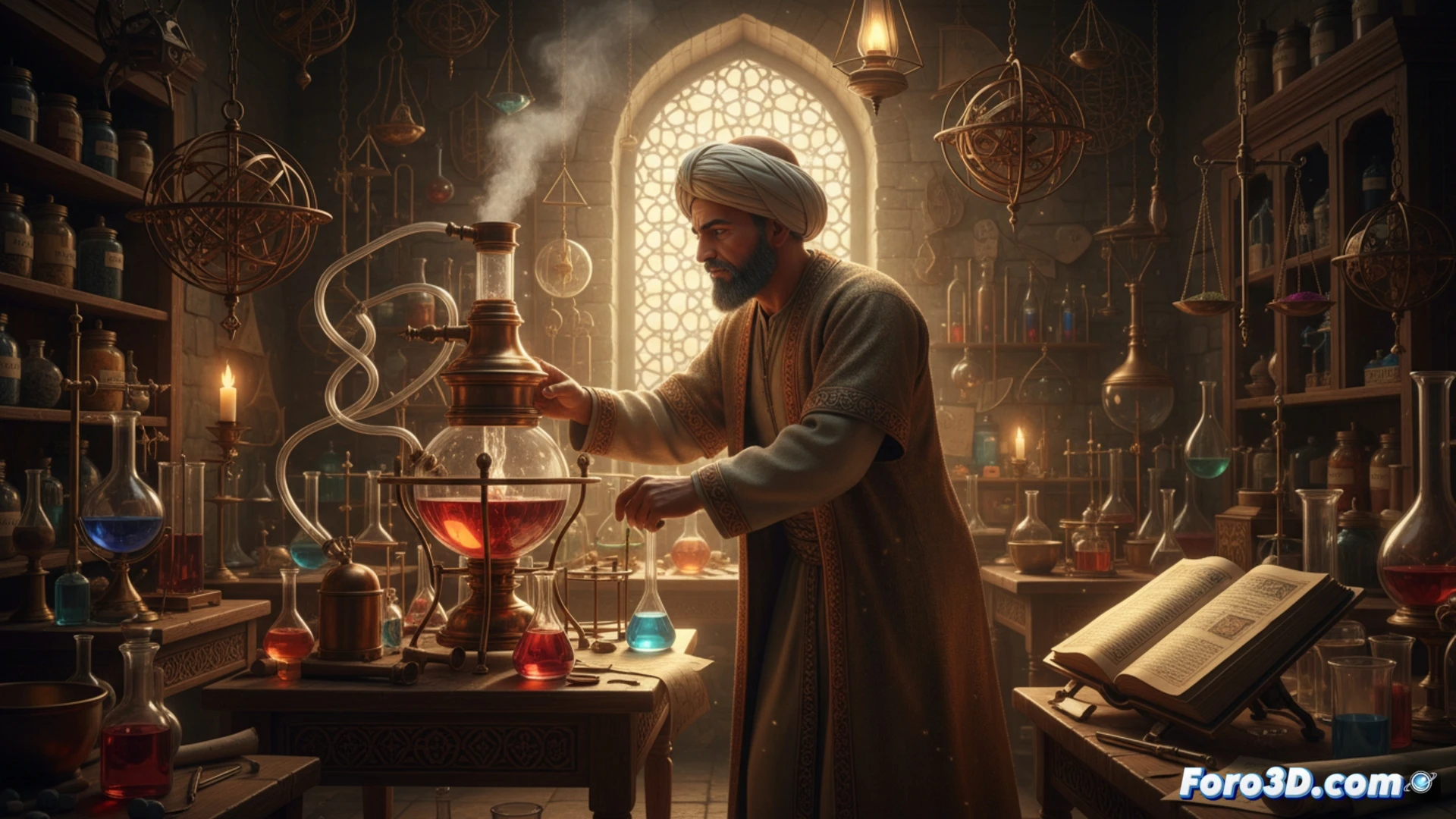 Recreacion 3D de instrumentos quirurgicos y alquimicos descritos por el medico persa Al-Razi en el siglo X.