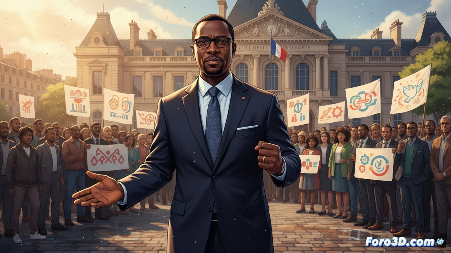 Alcalde Bagayoko, ante micrófonos, anuncia manifestación antirracista tras sufrir insultos en televisión.