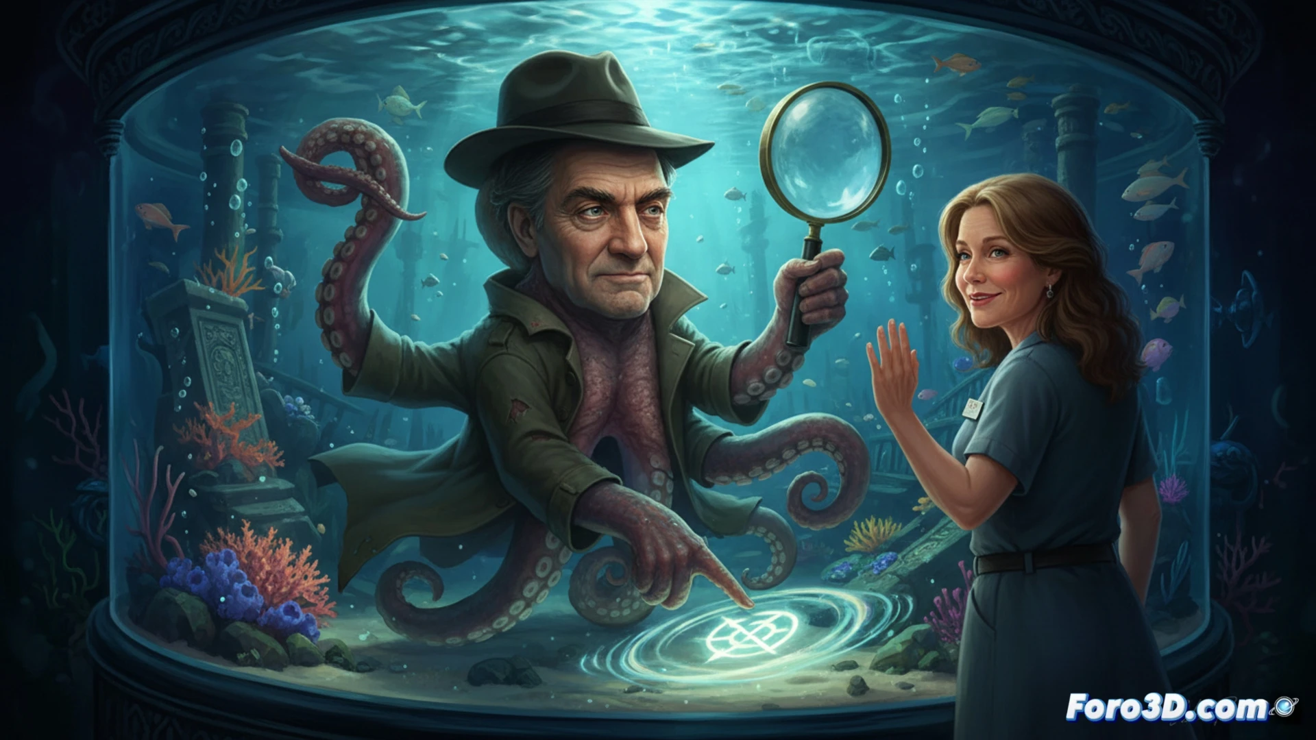 Una viuda y un pulpo detective en un acuario, unidos por un misterio que resolver.