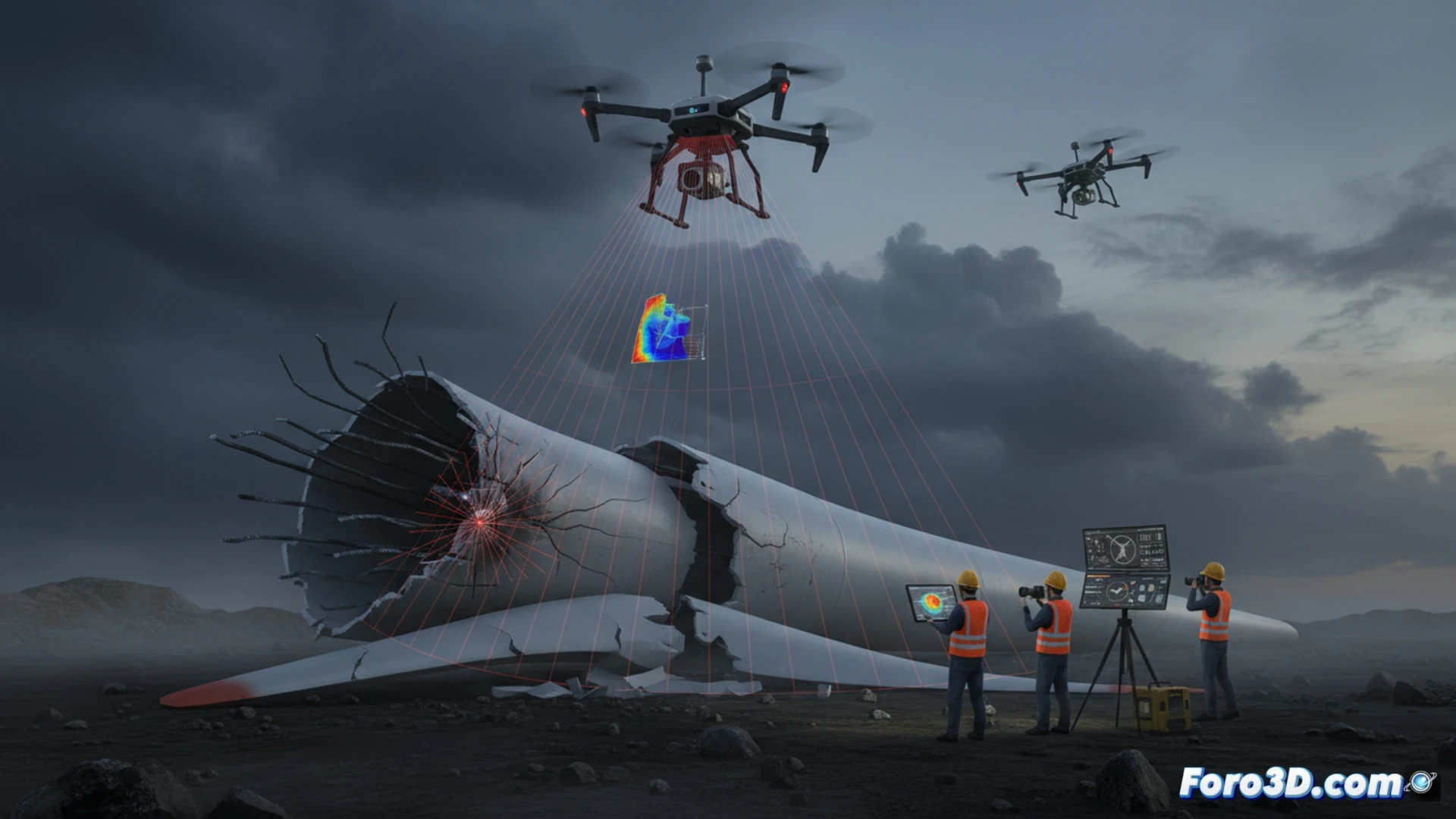 Análisis forense de fallo en pala eólica por impacto de rayo