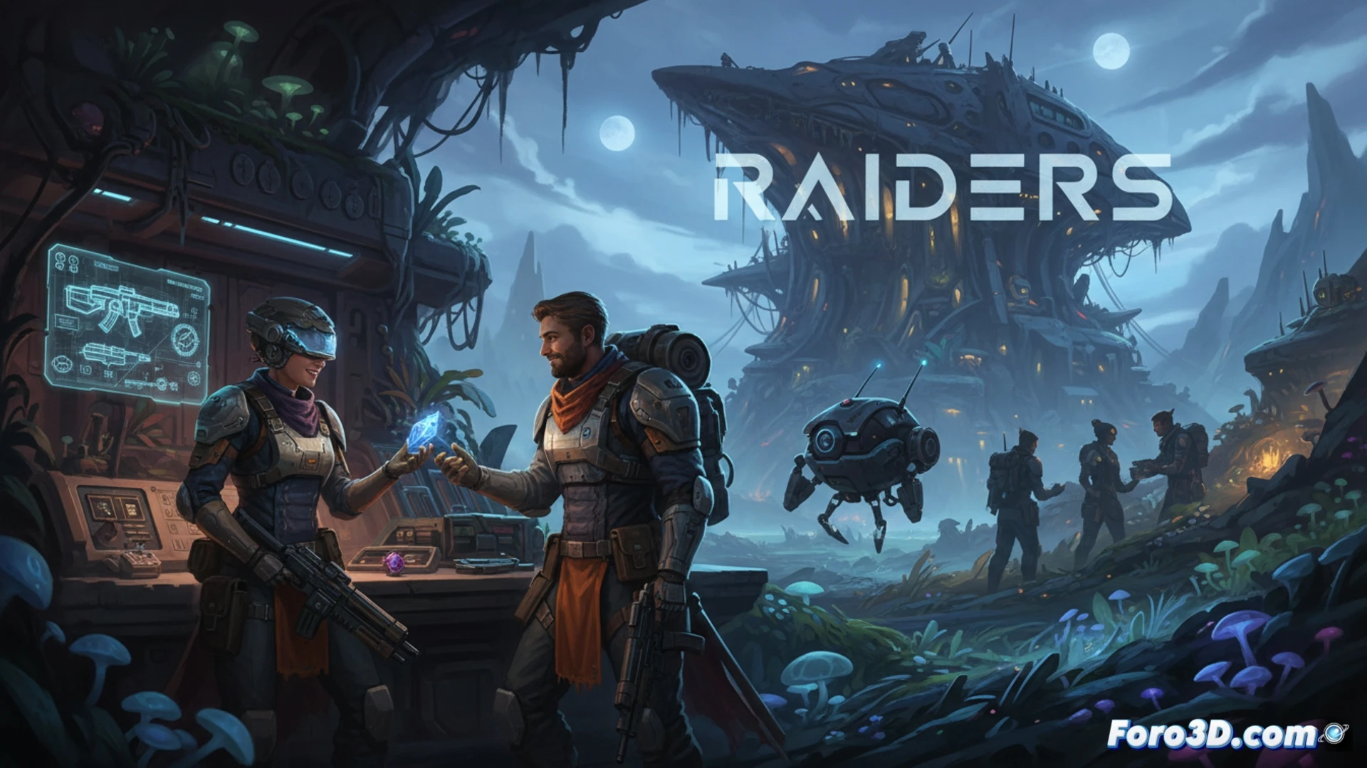 Un jugador pacífico explora un mundo verde y brillante, mientras otros personajes sonríen y cooperan, sin armas visibles.