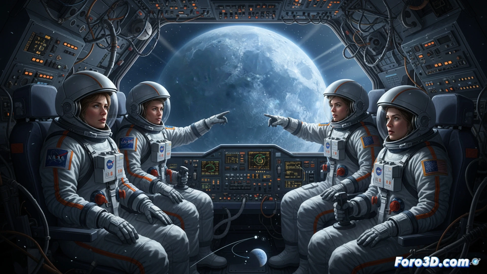Diagrama orbital mostrando la transición de la esfera de influencia terrestre a la lunar en la trayectoria de Artemis II.