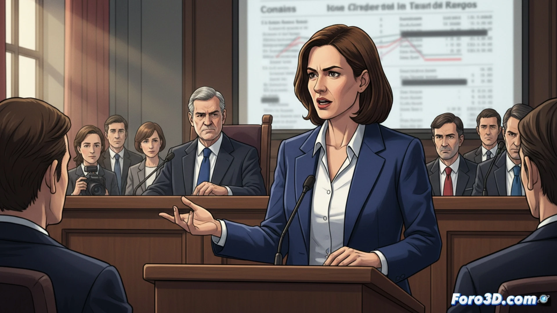 Ione Belarra señala a Mariano Rajoy en el juicio Kitchen, fondo de juzgado y papeles de Bárcenas.