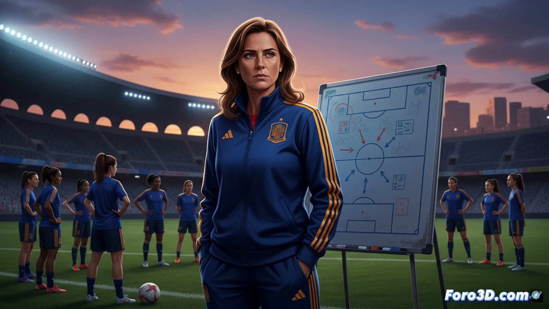 La entrenadora Sonia Bermúdez habla con su equipo, concentrado en el siguiente partido clave para la clasificación mundialista.