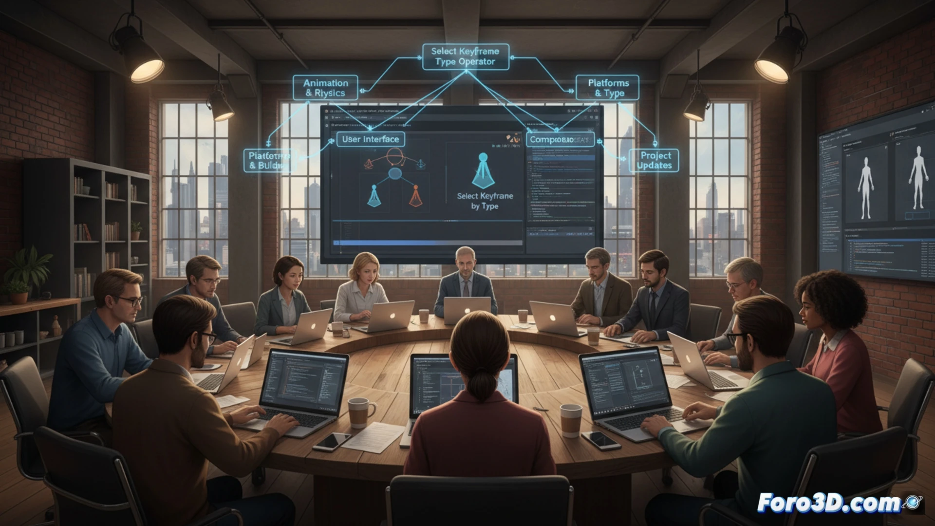 Ventana de Blender 2026 muestra interfaz con fotogramas clave seleccionados por tipo y nodos de animación.