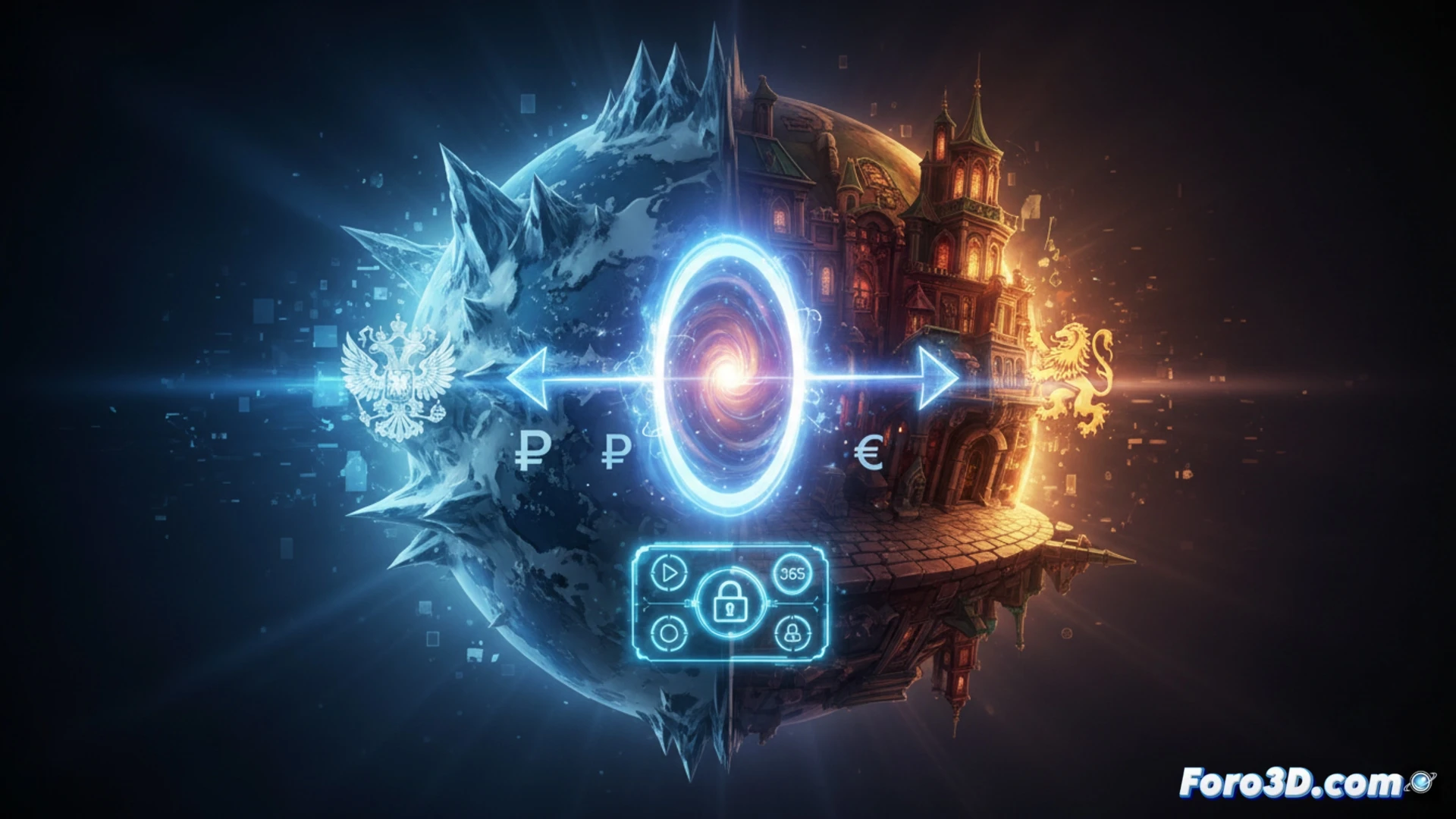 Un usuario en un ordenador, con el logo de Battle.net en pantalla y un mapa de Rusia y Bielorrusia desvaneciéndose.