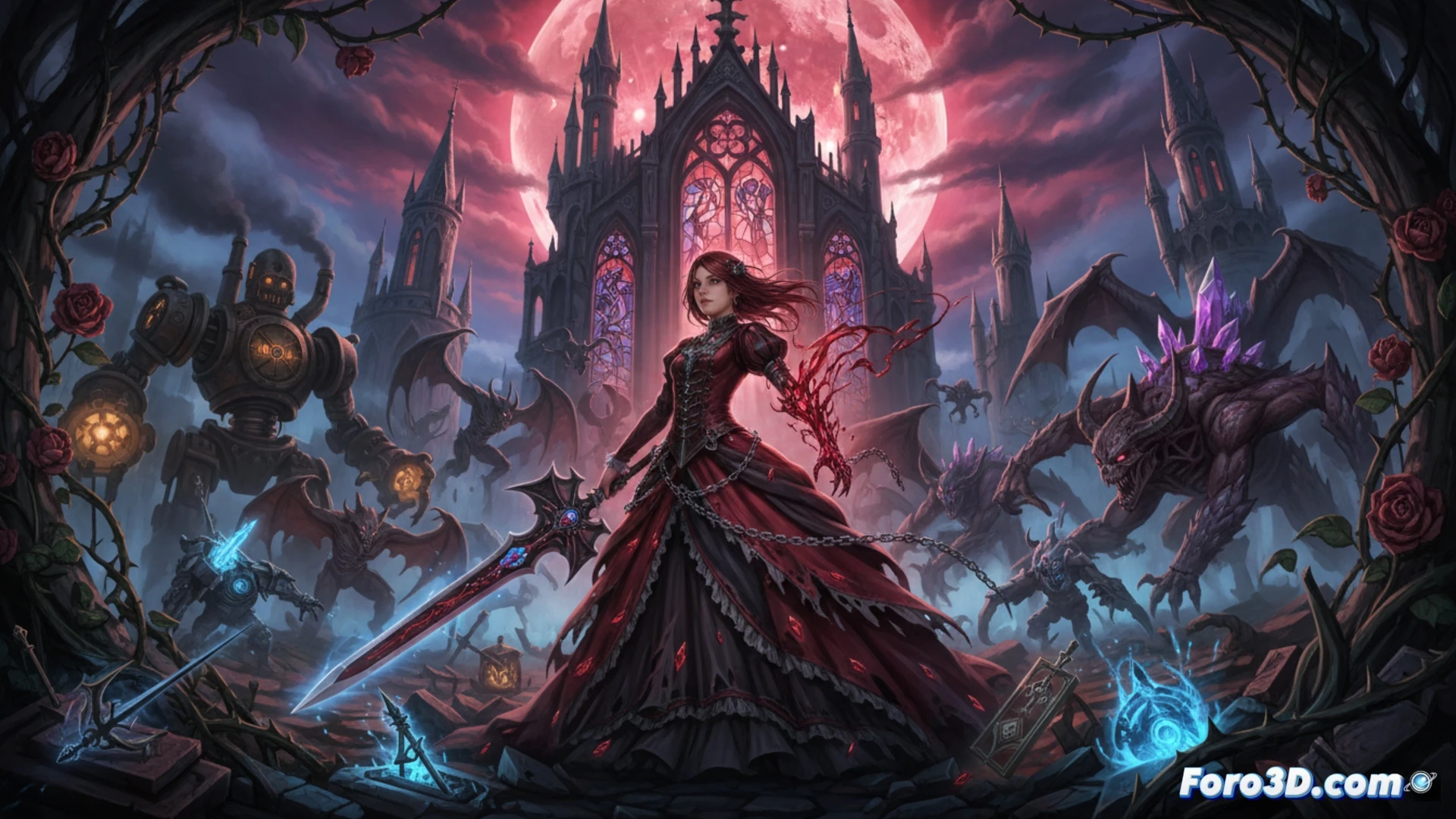 Una guerrera explora un castillo gótico maldito, en una precuela de acción y exploración no lineal.