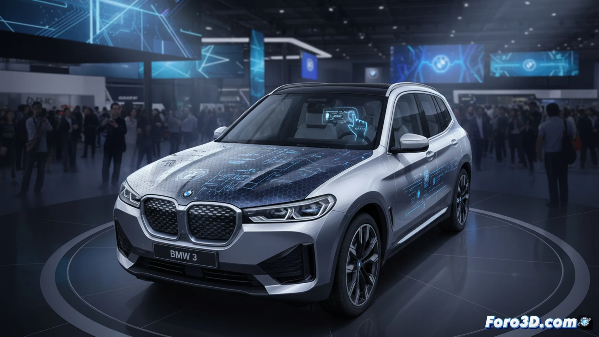 BMW iX3 Flow Edition en Pekín, capó camaleónico con microcápsulas multicolor activadas por electricidad.