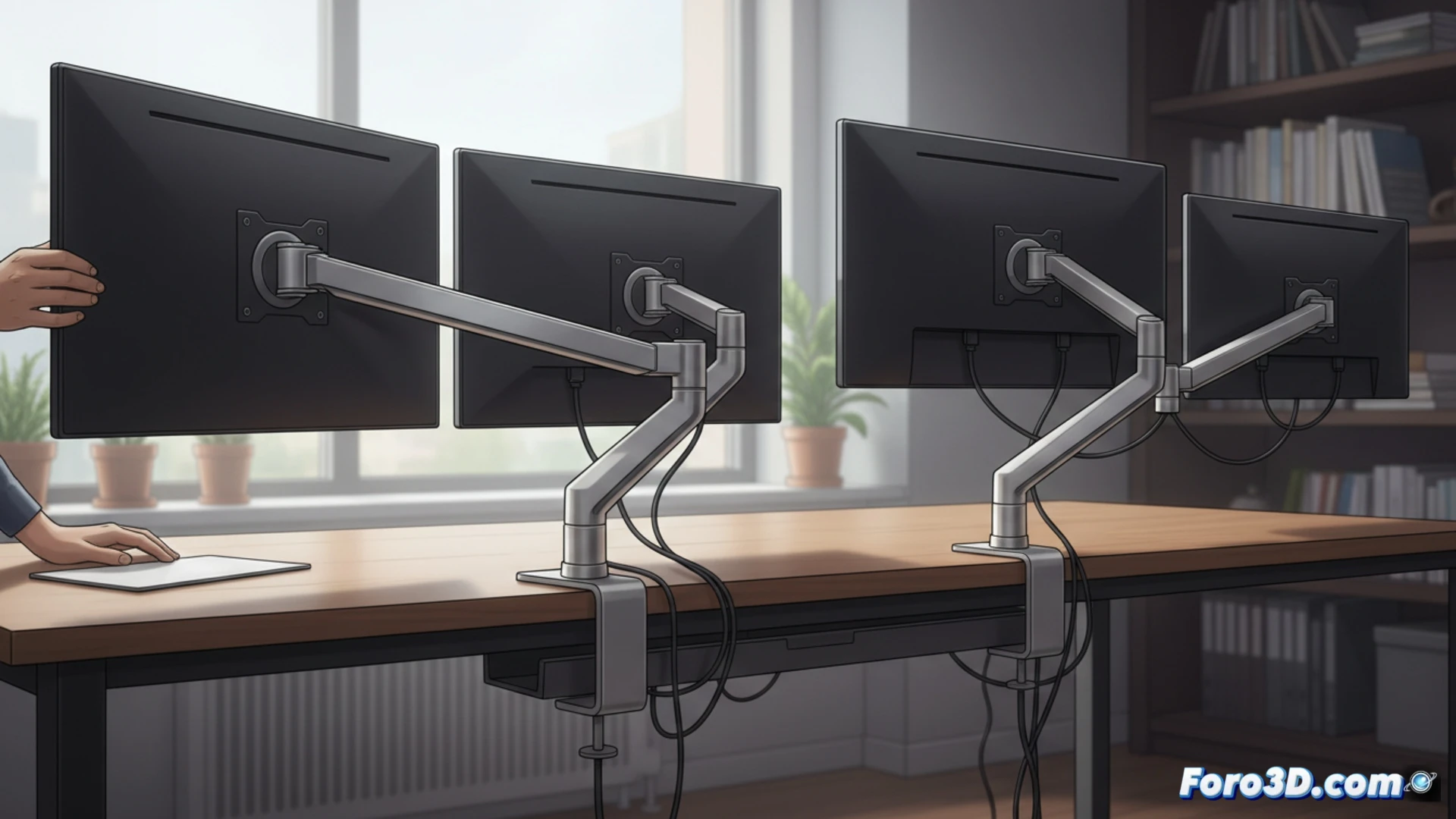 Brazos articulados para monitores: ¿doble o individual?