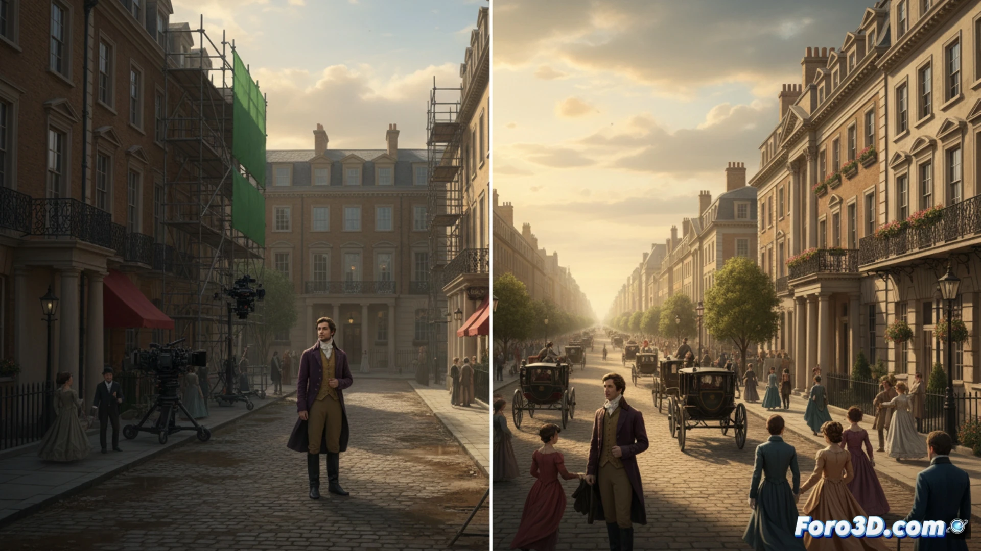 La cuarta temporada de Bridgerton eleva su esplendor visual con efectos imperceptibles y extensos entornos digitales que expanden y perfeccionan la Londres de la Regencia, creando una atmósfera de continua inmersión.