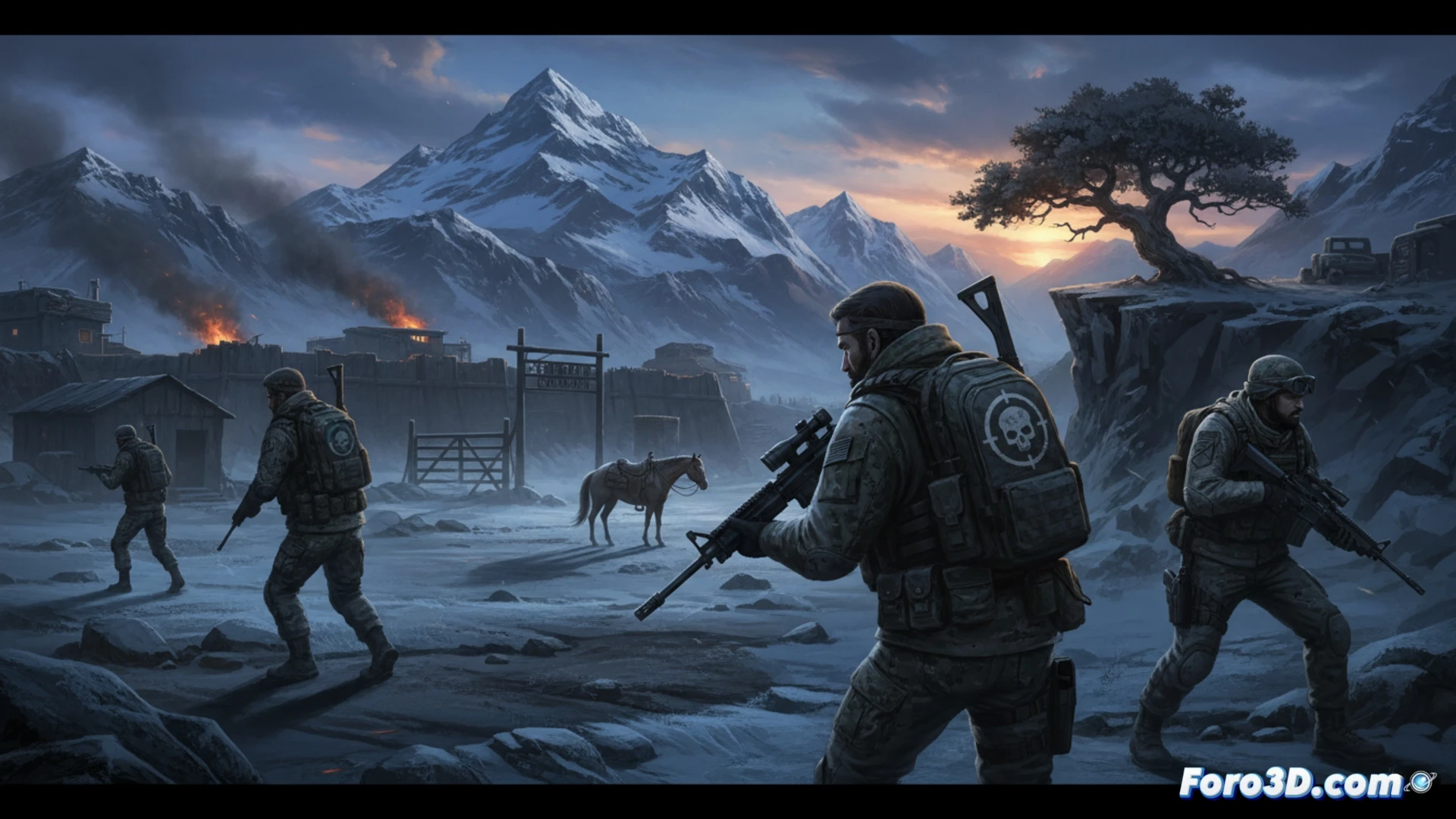 Un mapa de misión de Call of Duty y un sombrero de Yellowstone chocan, con un calendario marcando el 30 de junio de 2028 al fondo.