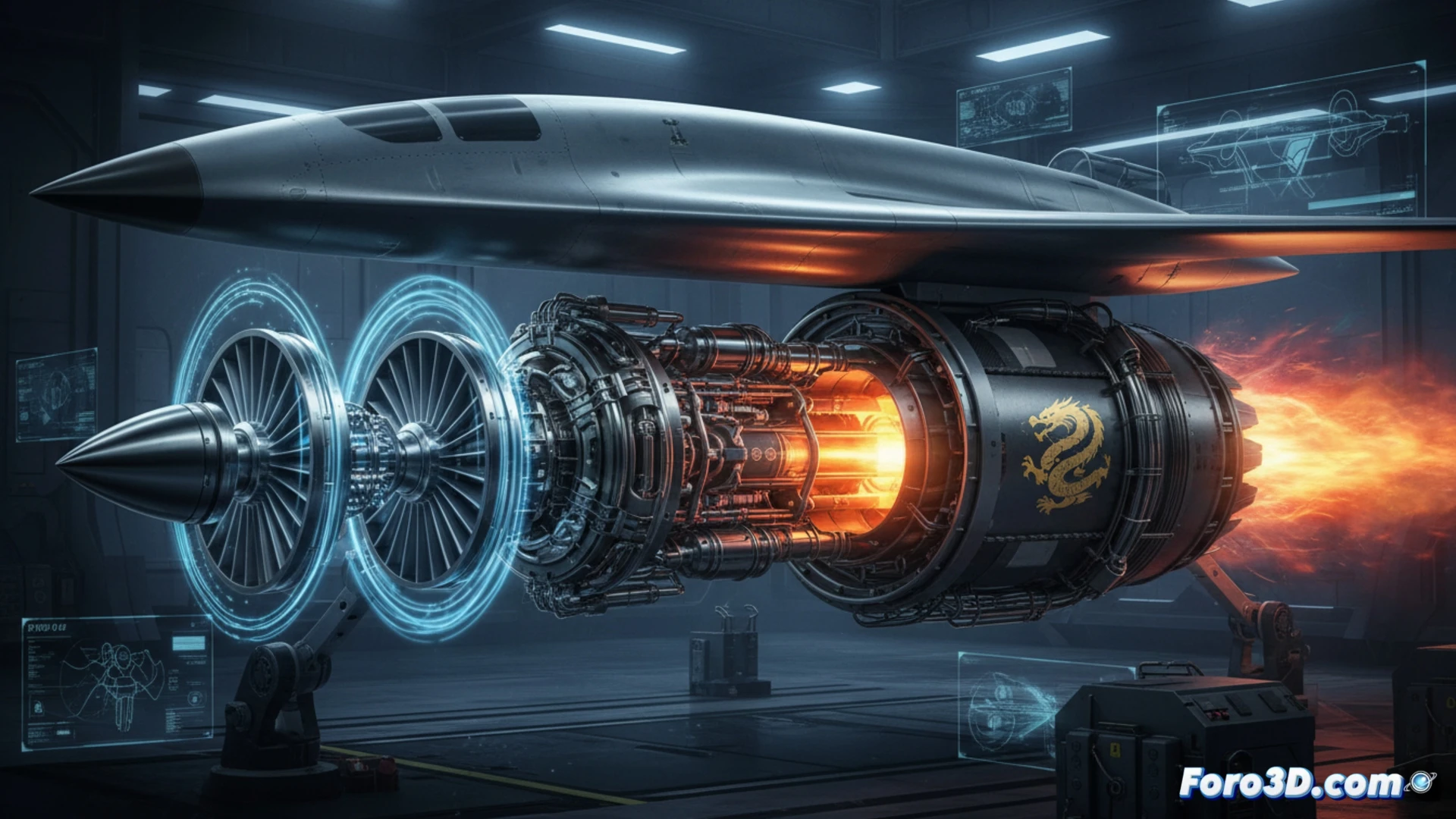 Prototipo del motor chino 'contra-rotary ramjet', capaz de acelerar desde cero hasta Mach 6 sin cambiar de modo mecánico.