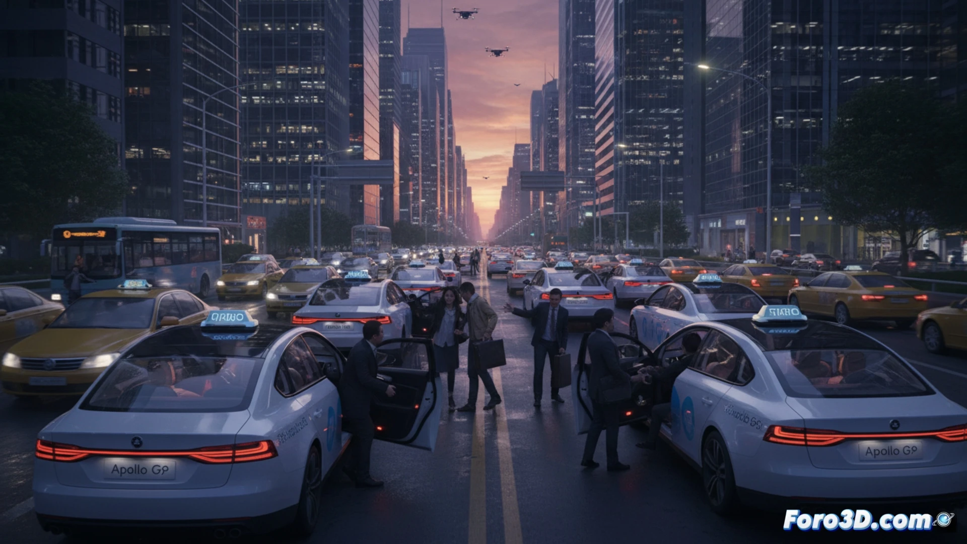 Vehículos autónomos de Baidu Apollo Go detenidos en medio del tráfico en Wuhan, con pasajeros saliendo por sus propios medios mientras autoridades chinas congelan licencias de robotaxis.