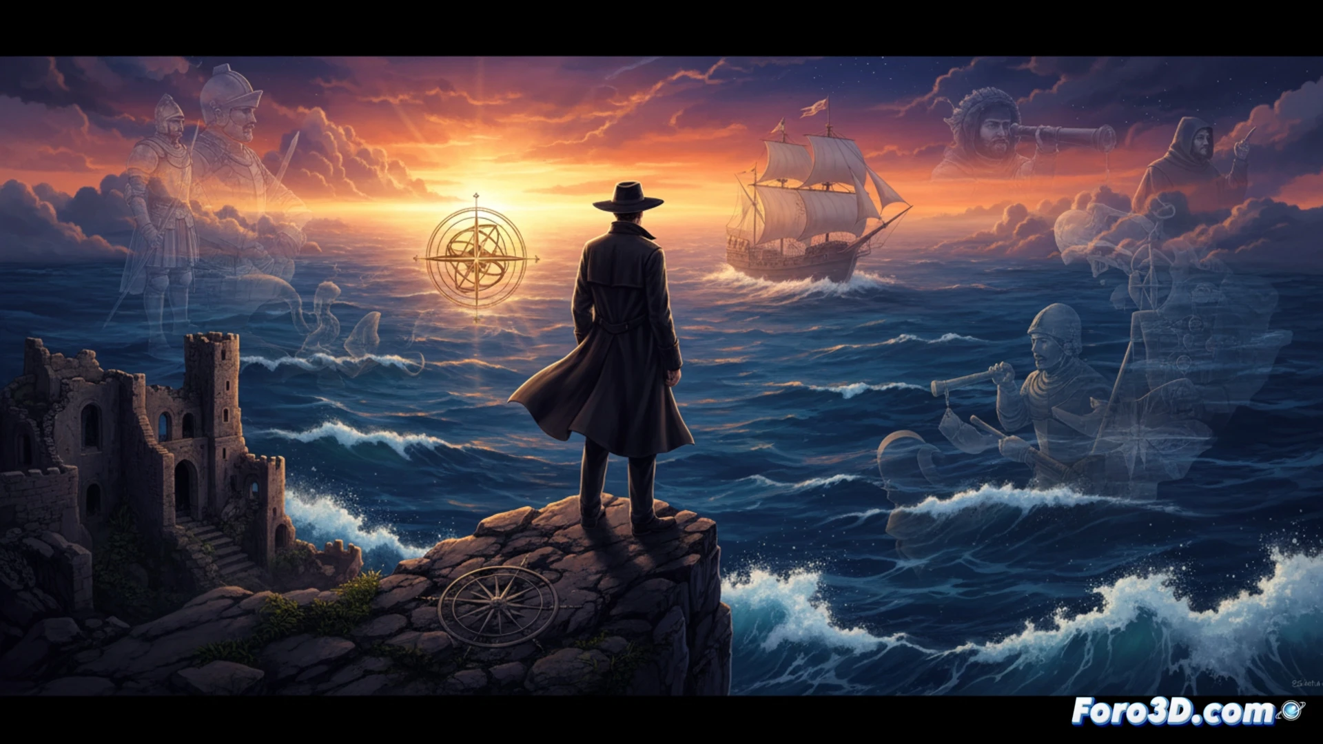 Rostro digital fragmentado en un espacio 3D etéreo, con versos de Pessoa flotando como geometría luminosa.