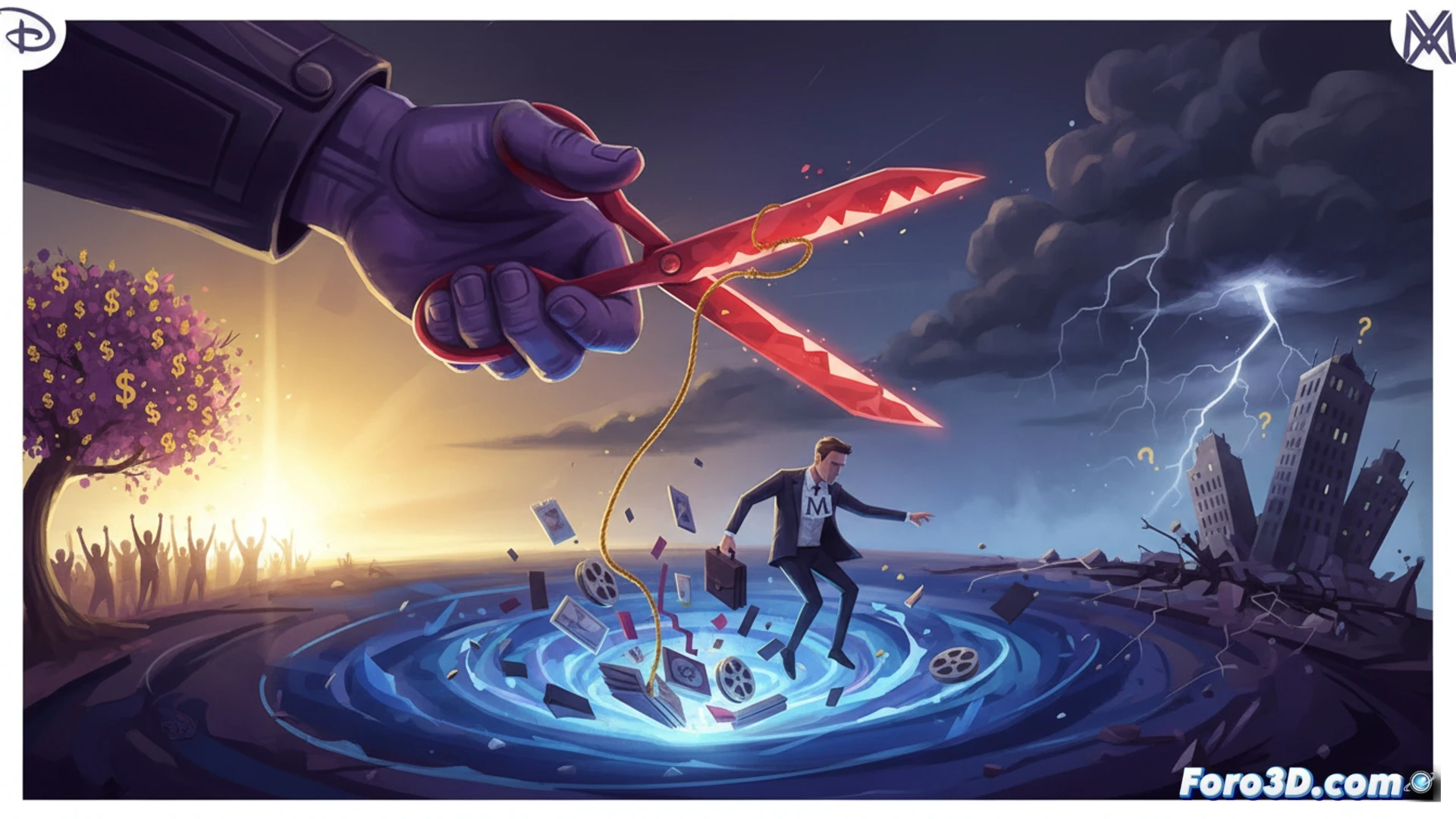 Un ejecutivo de Marvel abandona su oficina, símbolo de los recortes corporativos de Disney.