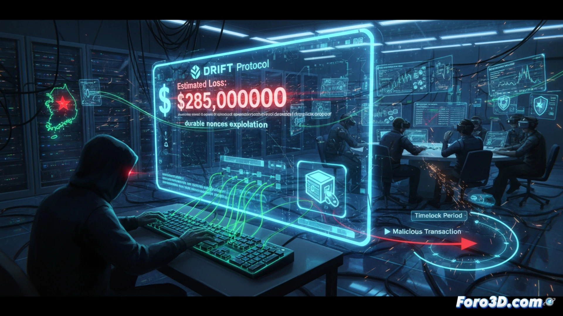 Un hacker manipula a un desarrollador para aprobar una transacción fraudulenta en Drift, desviando 285 millones de dólares en fondos.