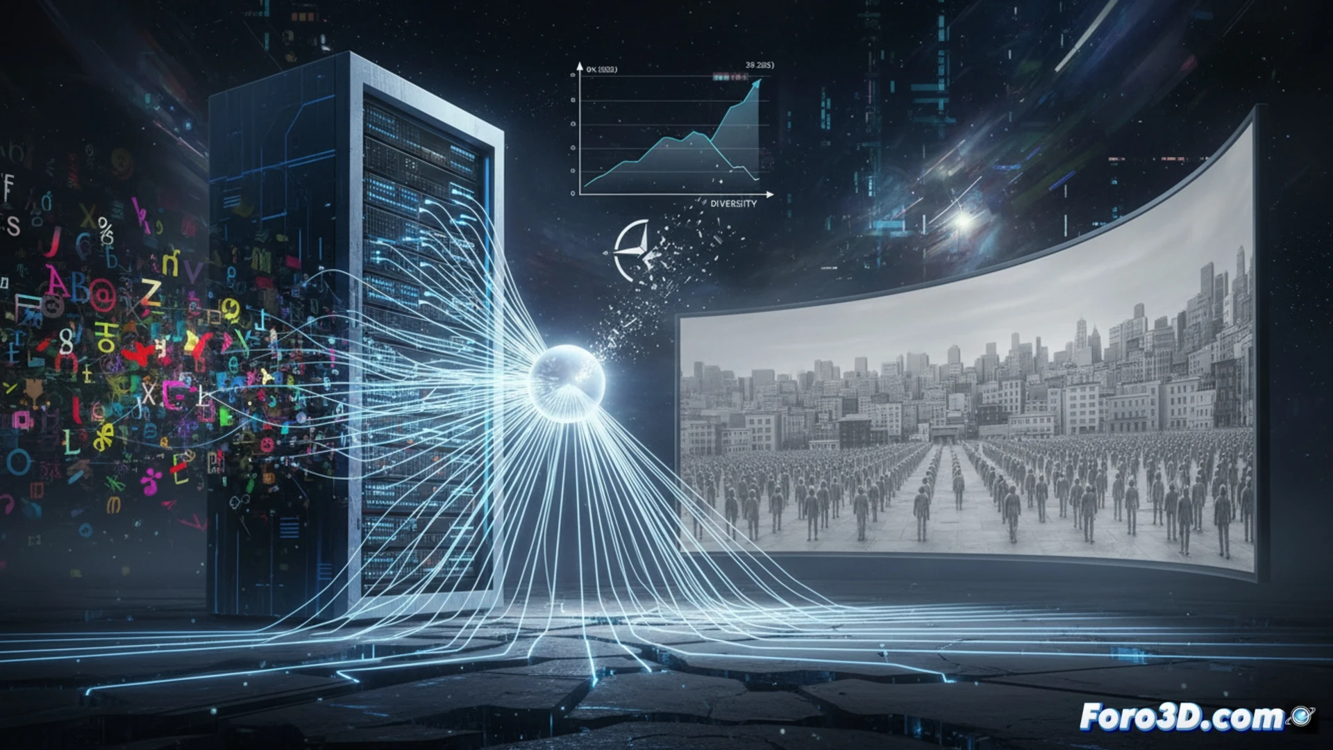 Gráfico de barras mostrando aumento de contenido web generado por IA desde 2022 hasta 2025
