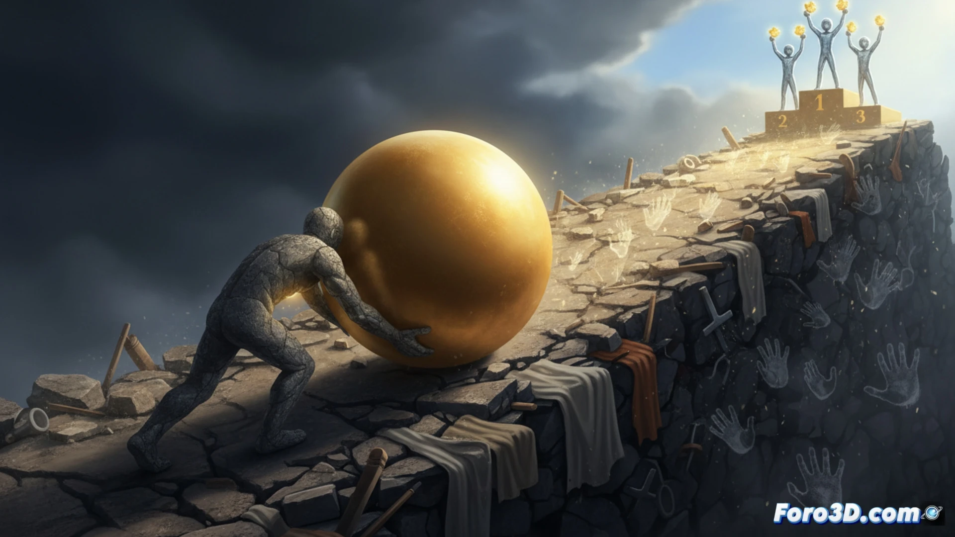 Un estudiante exhausto ante libros, con una nota baja en primer plano, reflejando la desvalorización del proceso.