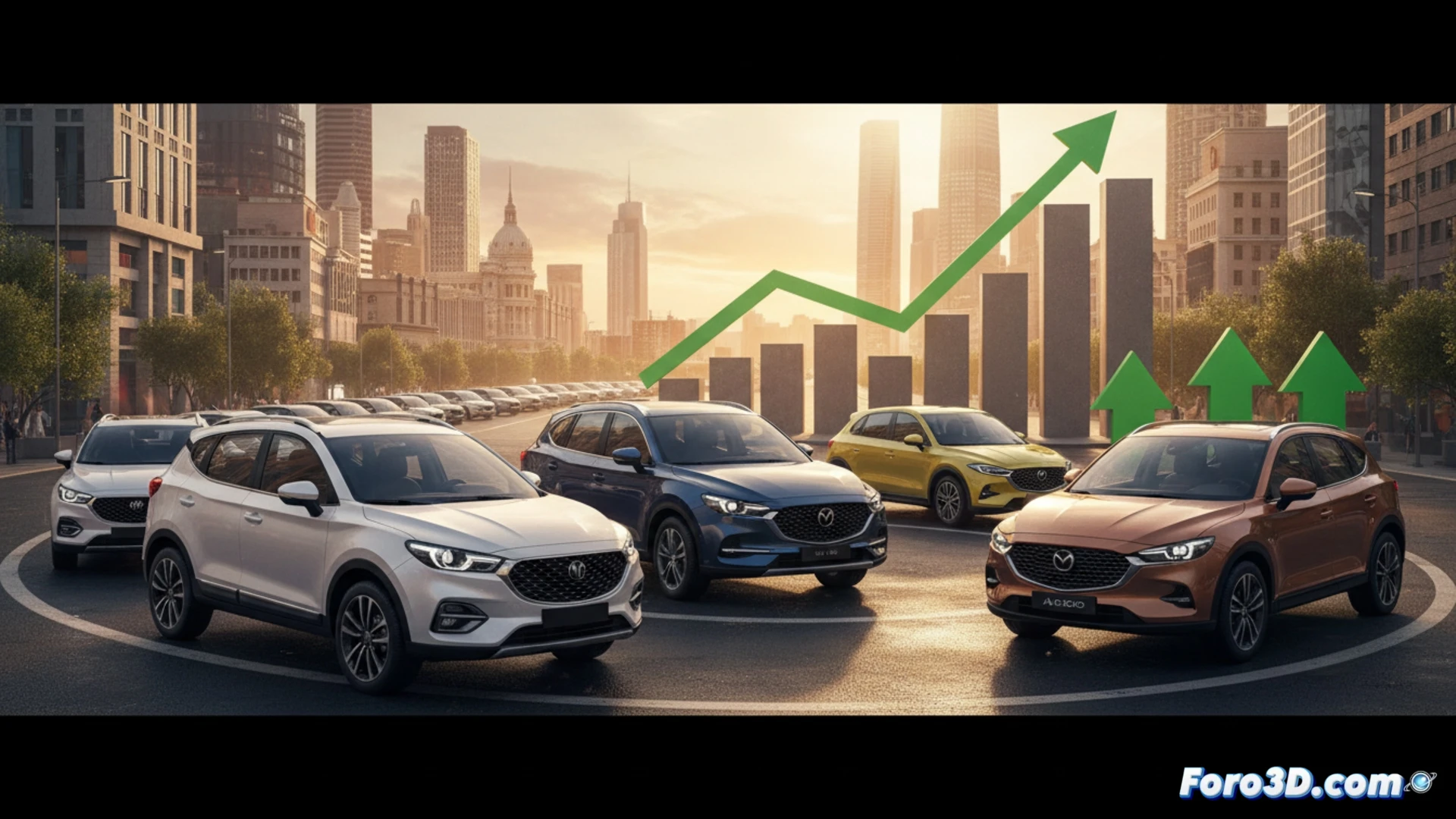 Un concesionario moderno con varios modelos destacados, como el MG S9 eléctrico y el DR 3, en un ambiente de actividad comercial.