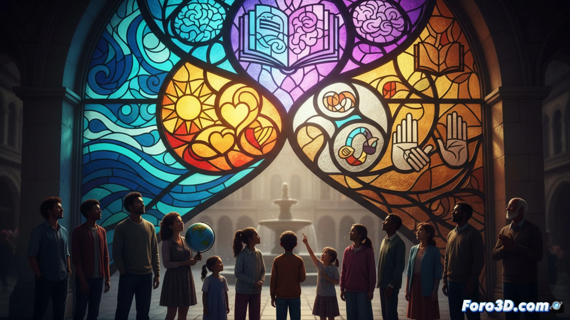 Una mano sostiene un lazo rosa que se deshace en hilos de diversos colores y texturas.