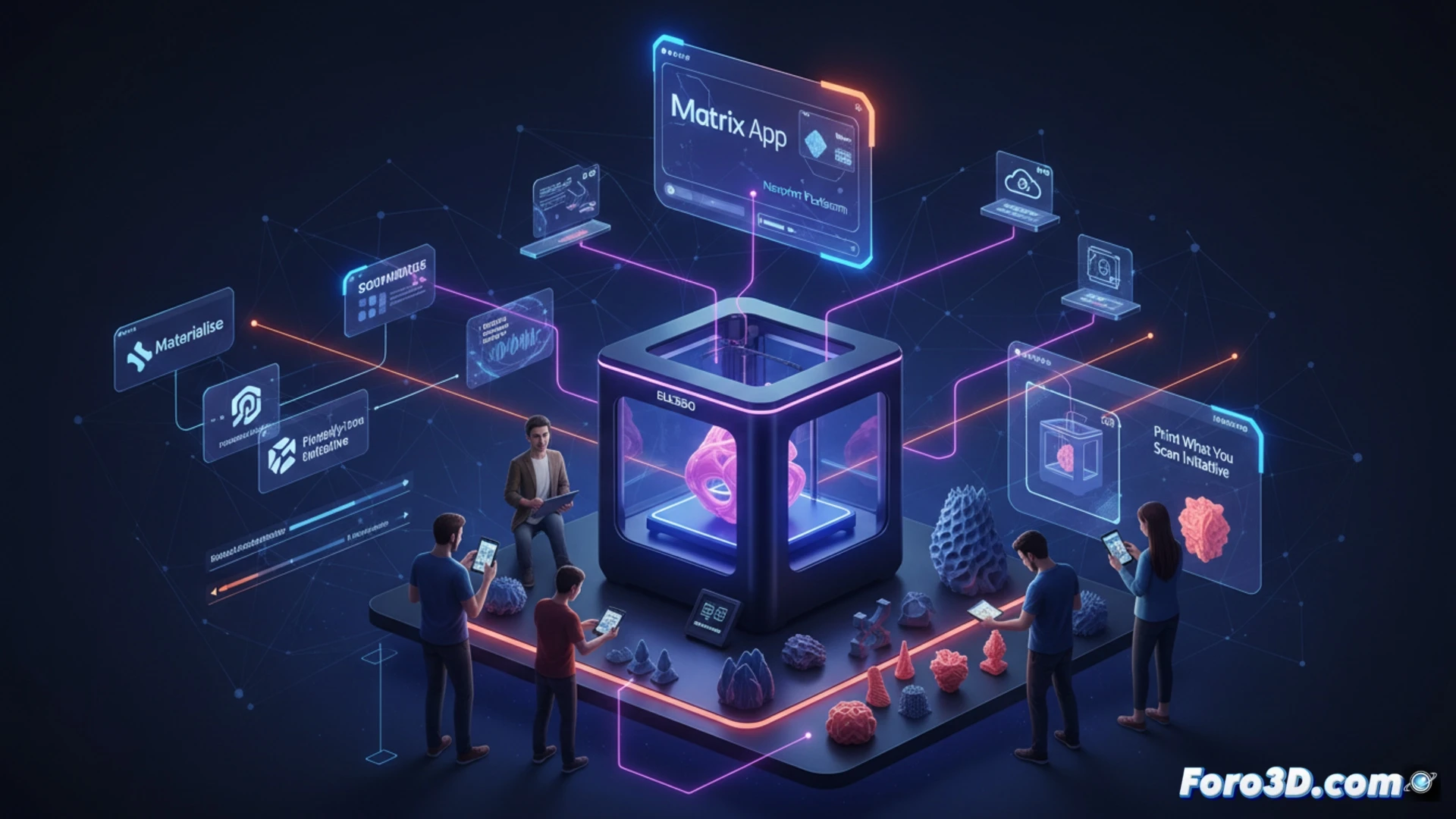 Ecosistema ELEGOO: hardware, software Matrix y plataforma Nexprint unidos en impresión 3D fluida.