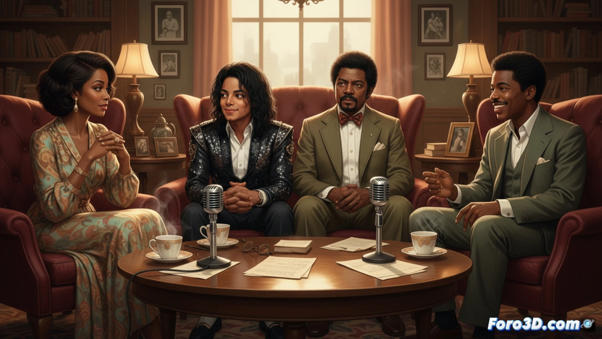 Un actor se transforma en Joe Jackson, mientras el sobrino del artista encarna a Michael en el set.