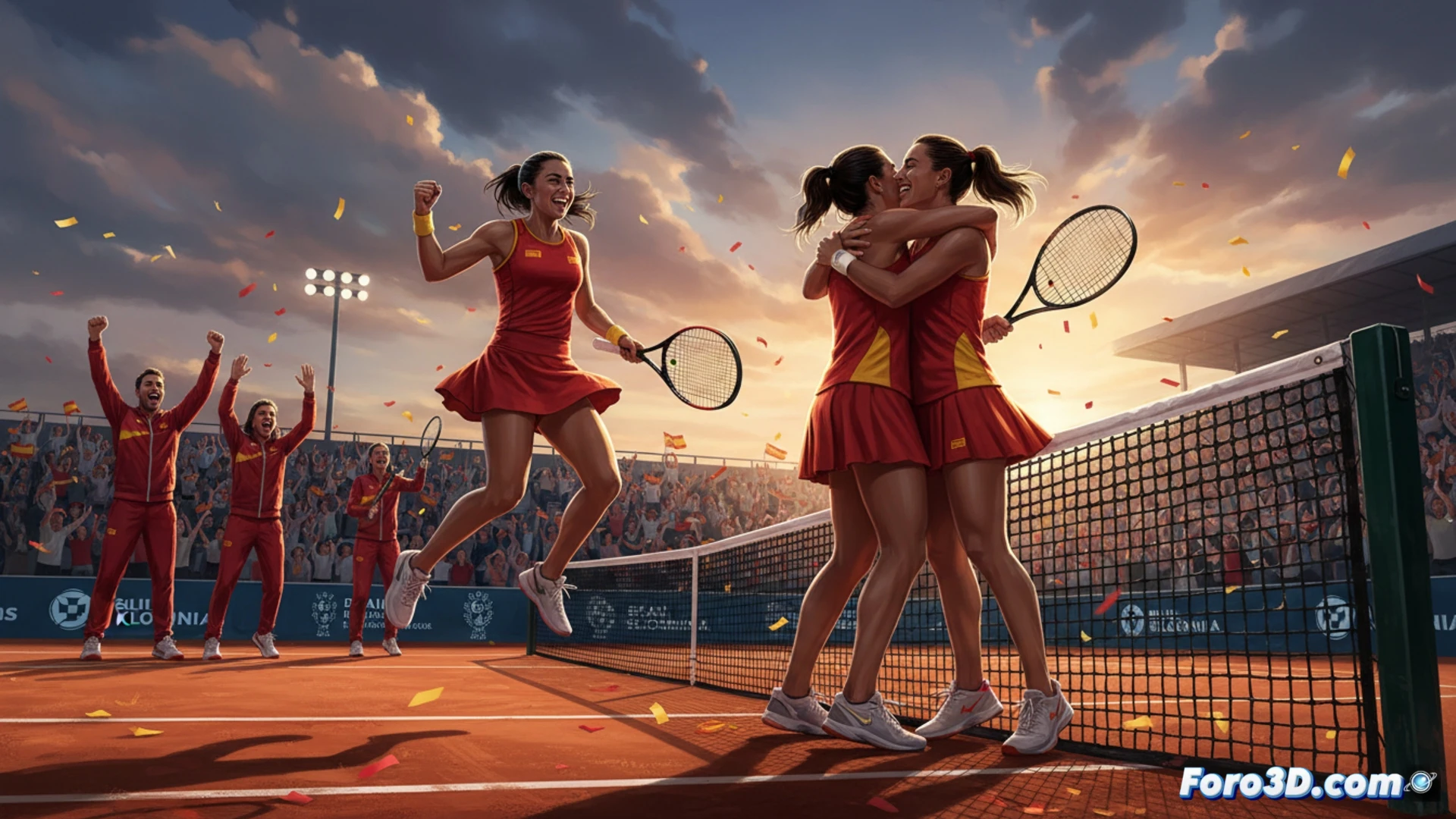 El equipo español celebra su pase a las Finales tras vencer a Eslovenia en Portoroz.