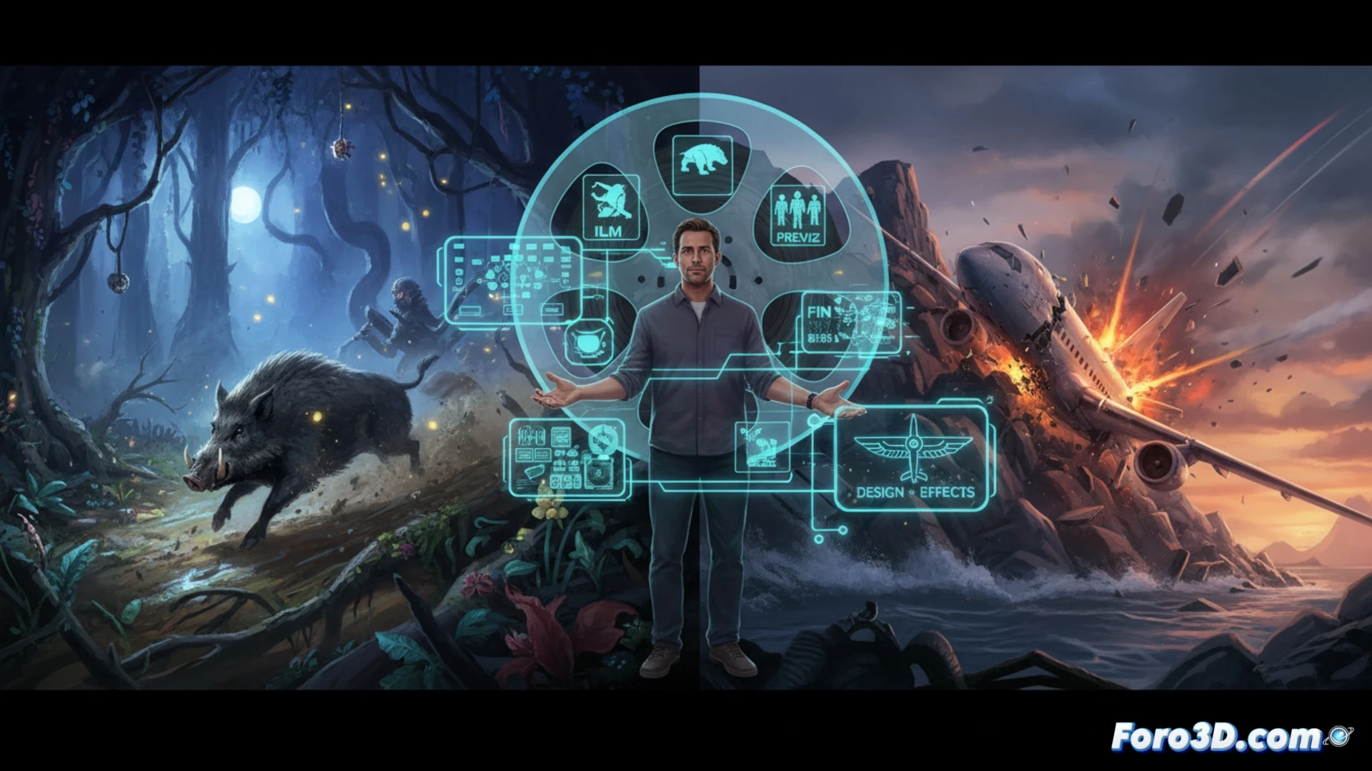 Everett Burrell supervisa efectos visuales para 'Send Help' de Sam Raimi, desde storyboards hasta escenas clave con jabalíes y choques.