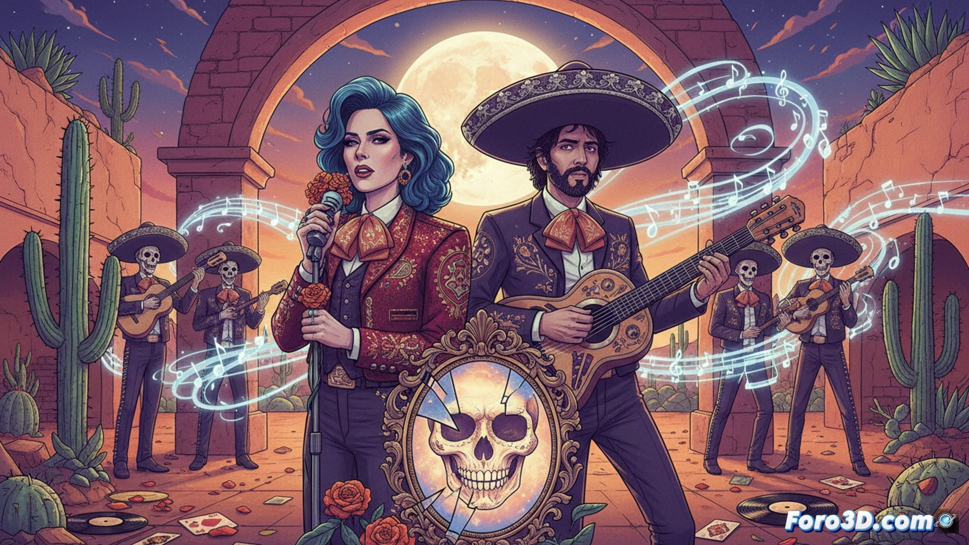 Alaska y Nacho Canut, como Fangoria, posan en un estudio mexicano con guitarras y sombrero charro, fusionando bolero y synth-pop.