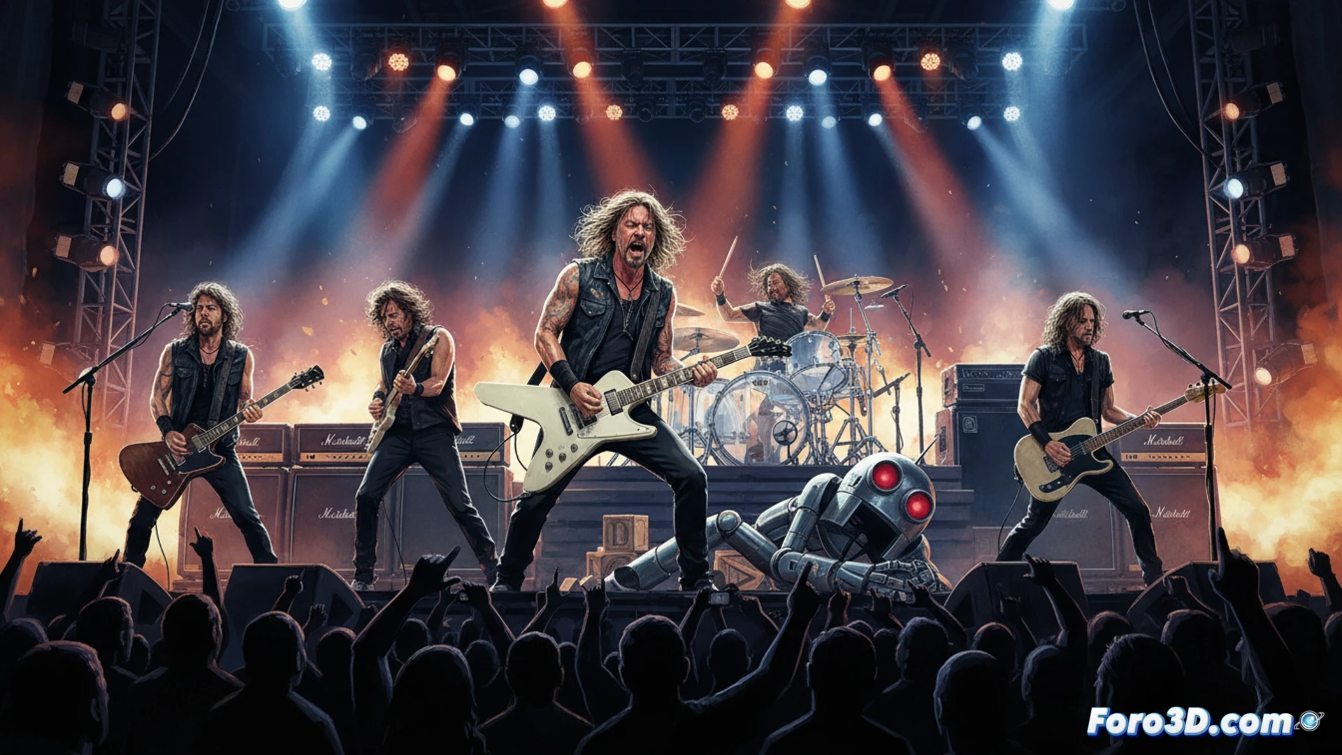 Dave Grohl lidera a los Foo Fighters en un escenario, con el nuevo baterista Ilan Rubin, interpretando un tema potente de 'Your Favorite Toy'.