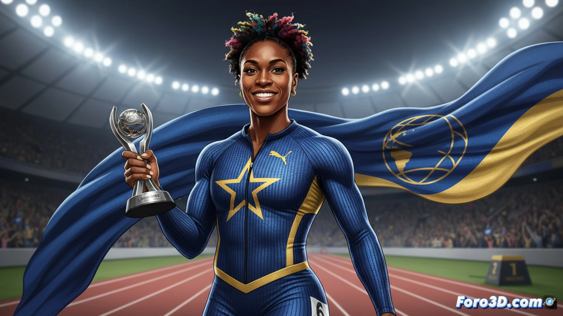 Shelly-Ann Fraser-Pryce, con su icónico cabello, posa con la estatuilla Laureus como nueva embajadora global.