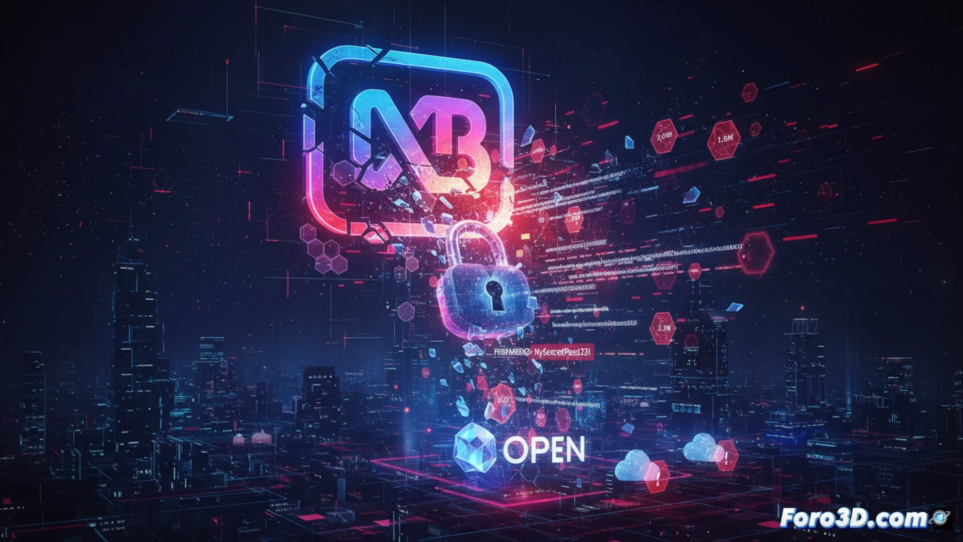 Una red social digital con fuga de datos, mostrando tokens y claves de API expuestos en mensajes privados entre agentes de IA.