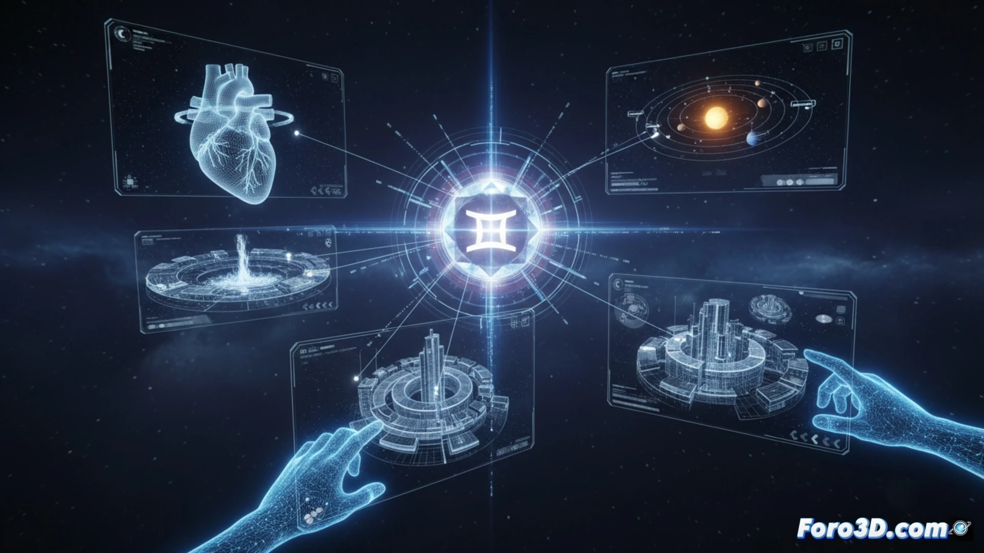 Un usuario manipula un modelo 3D interactivo de una molécula en la interfaz de chat de Gemini.