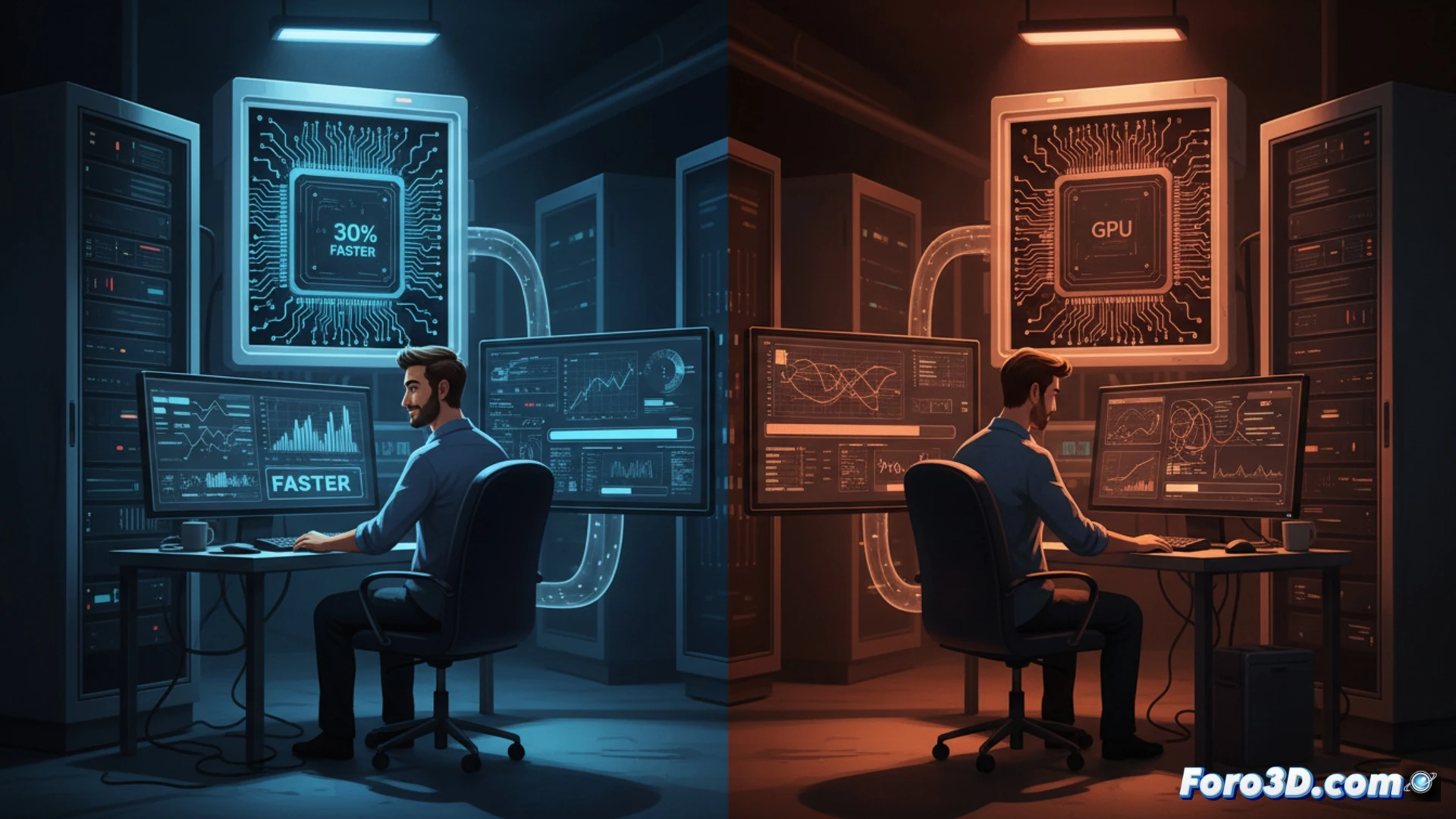 Descripción detallada (80-120 caracteres):  
Ilustración conceptual de un dado gigante con caras de GPU doradas y grises sobre fondo de nube digital, simbolizando la lotería del rendimiento en instancias cloud.