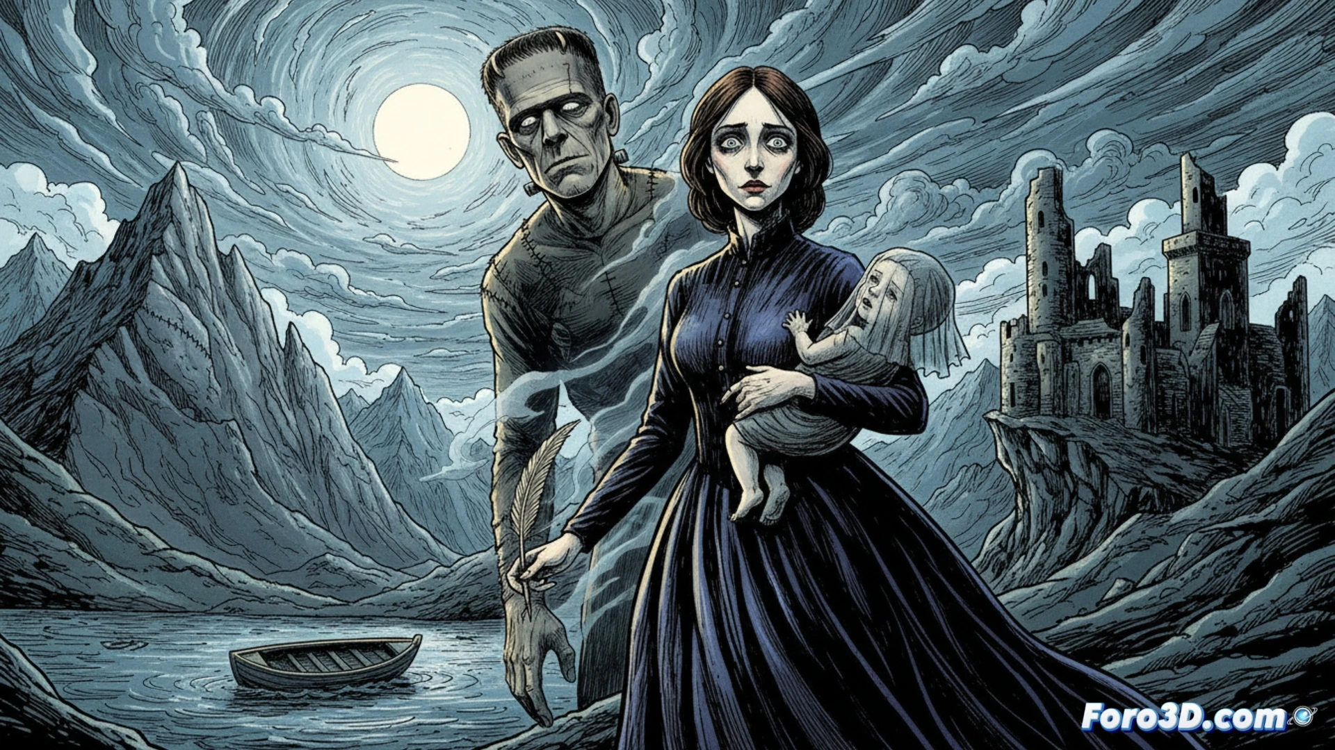 Una novela gráfica gótica sobre la vida atormentada de Mary Shelley, autora de Frankenstein.