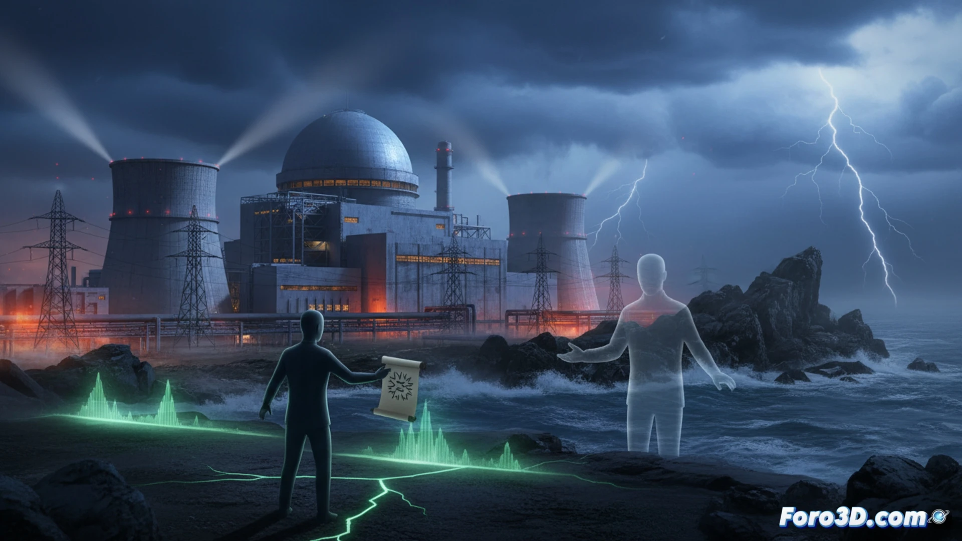 Un funcionario iraní entrega una carta de protesta al OIEA, con la central nuclear de Bushehr al fondo.