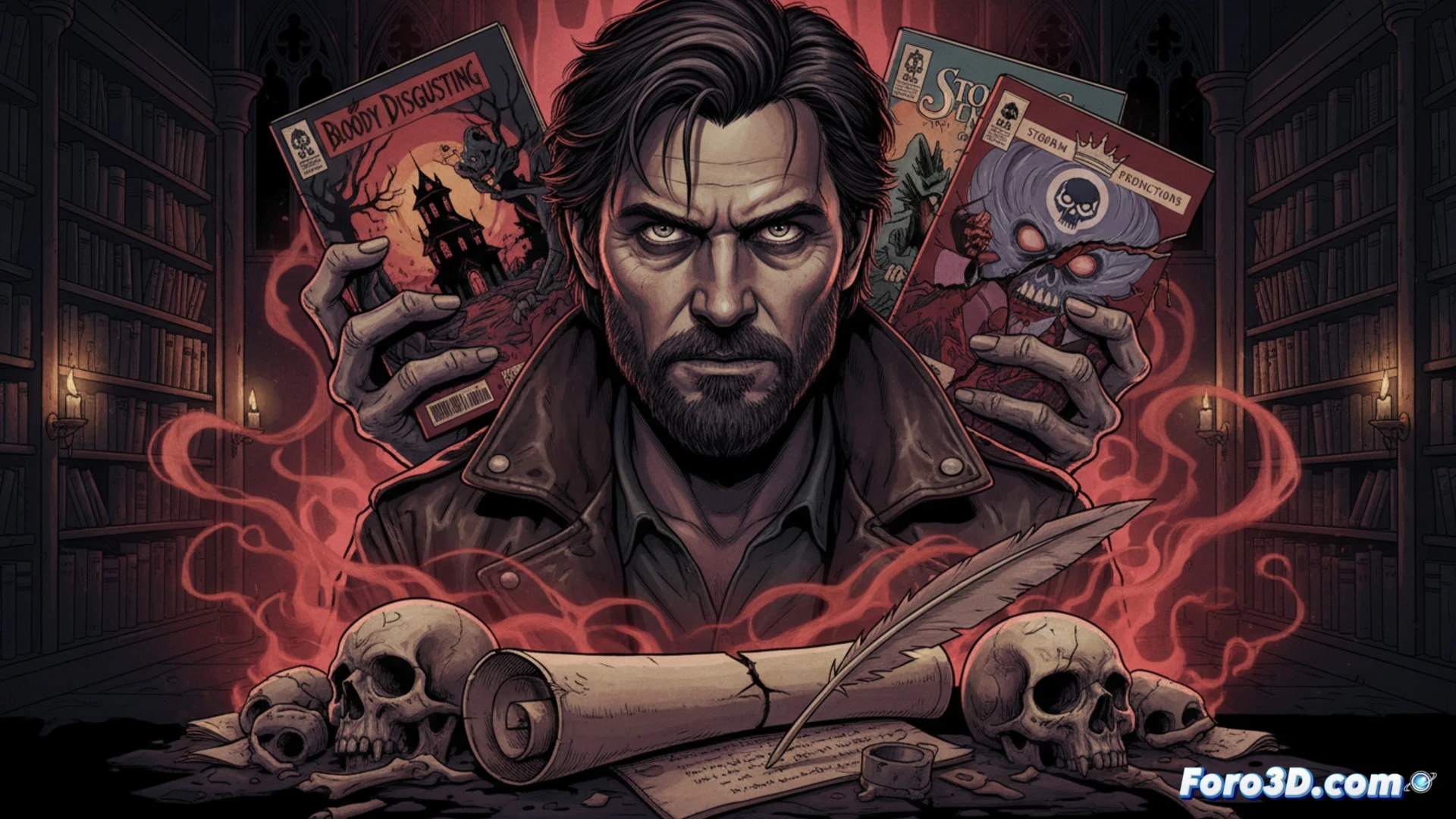 Un sello editorial de cómics de terror con el nombre 'John Carpenter Presents' en letras destacadas.