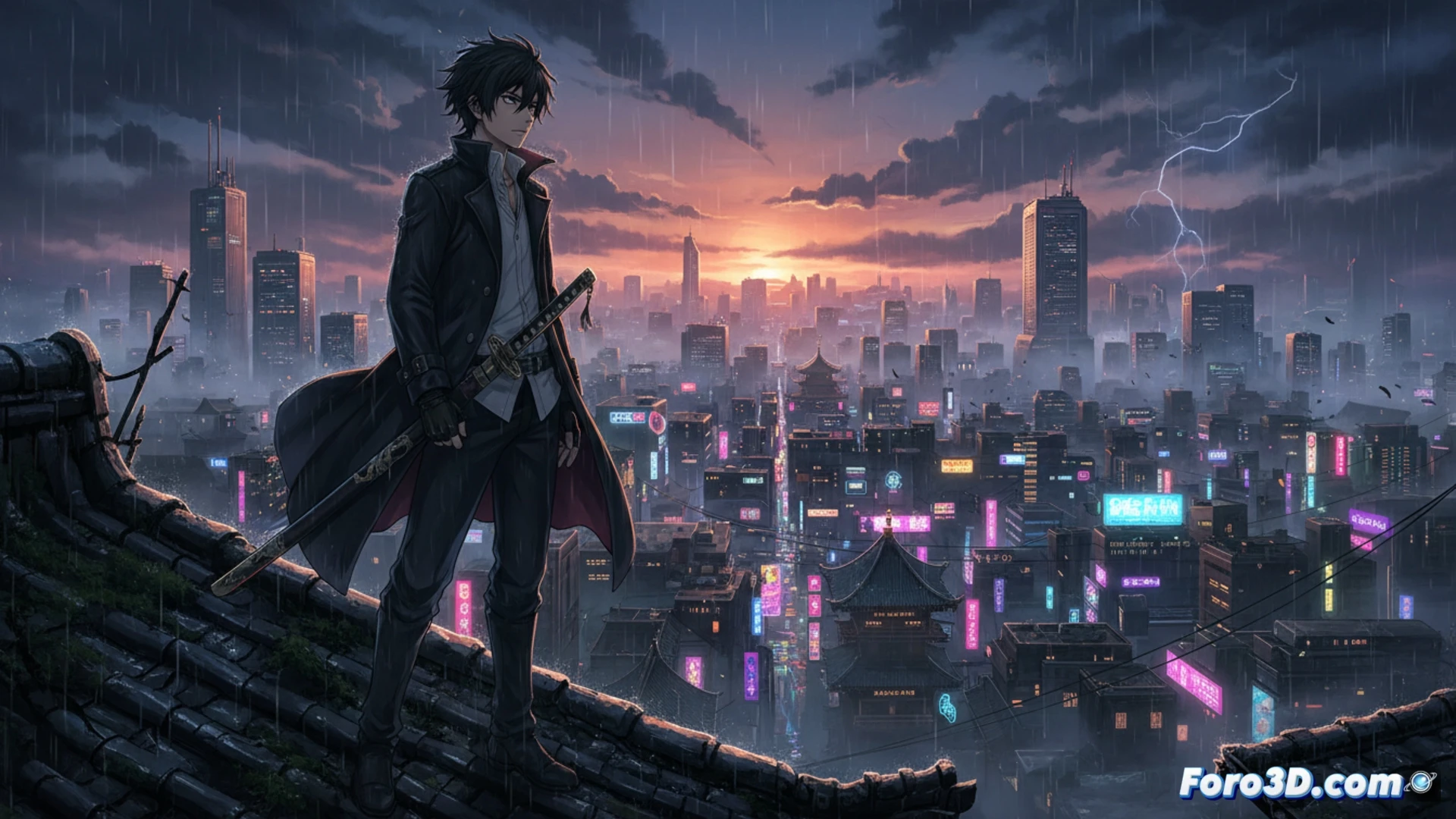 Póster vibrante de Kagurabachi: Chihiro Rokuhira empuña su espada encantada, con destellos de tinta roja y negra. Logos del estudio y fecha: abril 2027.