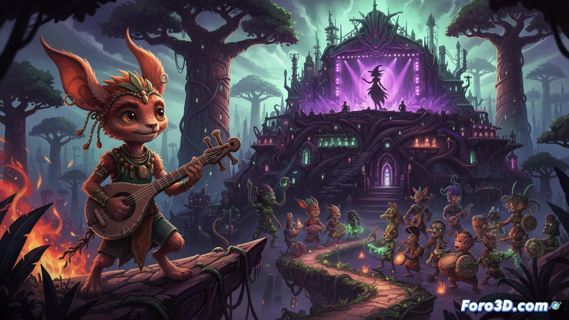 Kalakely, criatura mitológica, lidera una banda de músicos legendarios contra la bruja Raneny en un vibrante Madagascar folclórico.