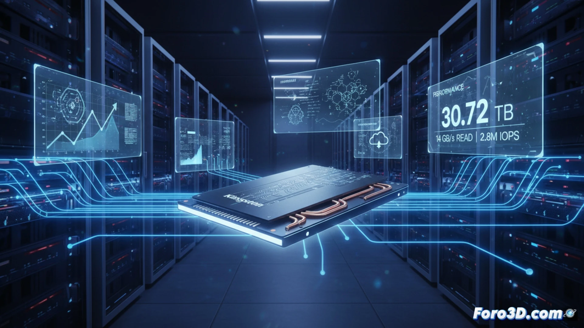 SSD Kingston DC3000ME de 30 TB con interfaz PCIe 5.0, diseñado para centros de datos y cargas de trabajo de IA.