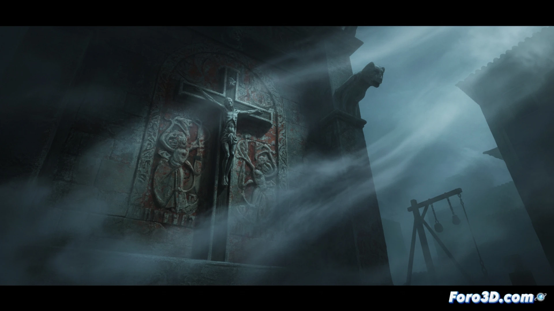 Cruz grabada en piedra, último rito de los condenados frente a la colegiata.