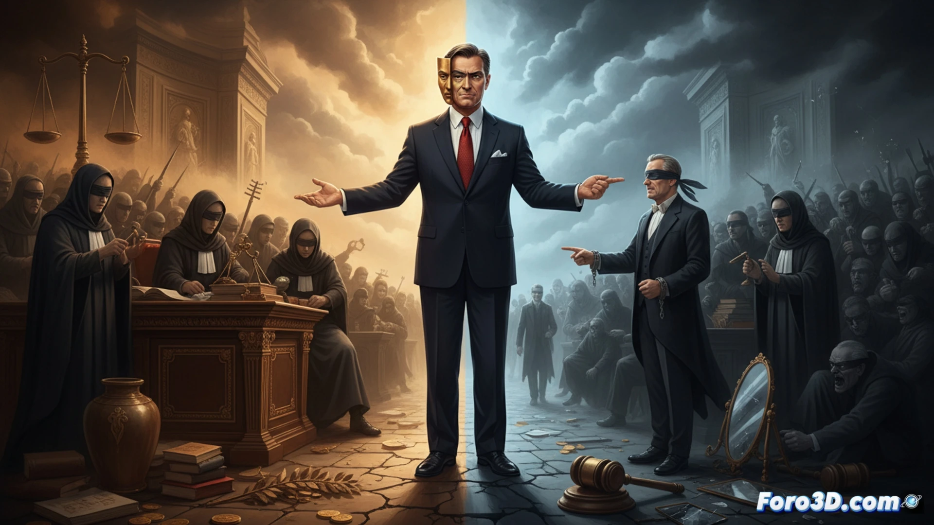 Un político grita a un juez en su contra, pero aplaude a otro que lo favorece.