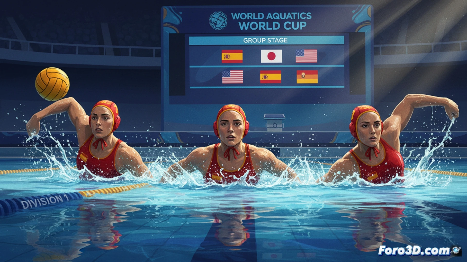 Las Guerreras en la piscina: Elia Jiménez, Martina Clavería y Alba Muñoz lideran el ataque ante Japón, EE.UU. y Hungría.