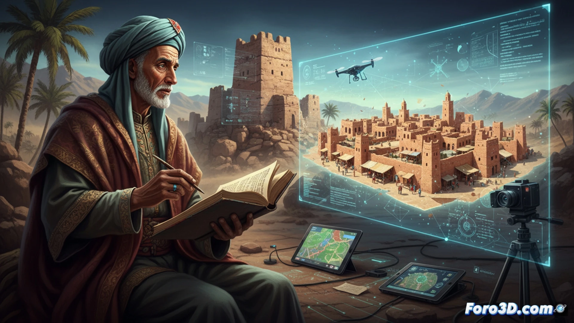 Reconstruccion digital 3D de una ciudad del Magreb descrita por Leon el Africano, basada en datos arqueologicos e historicos.