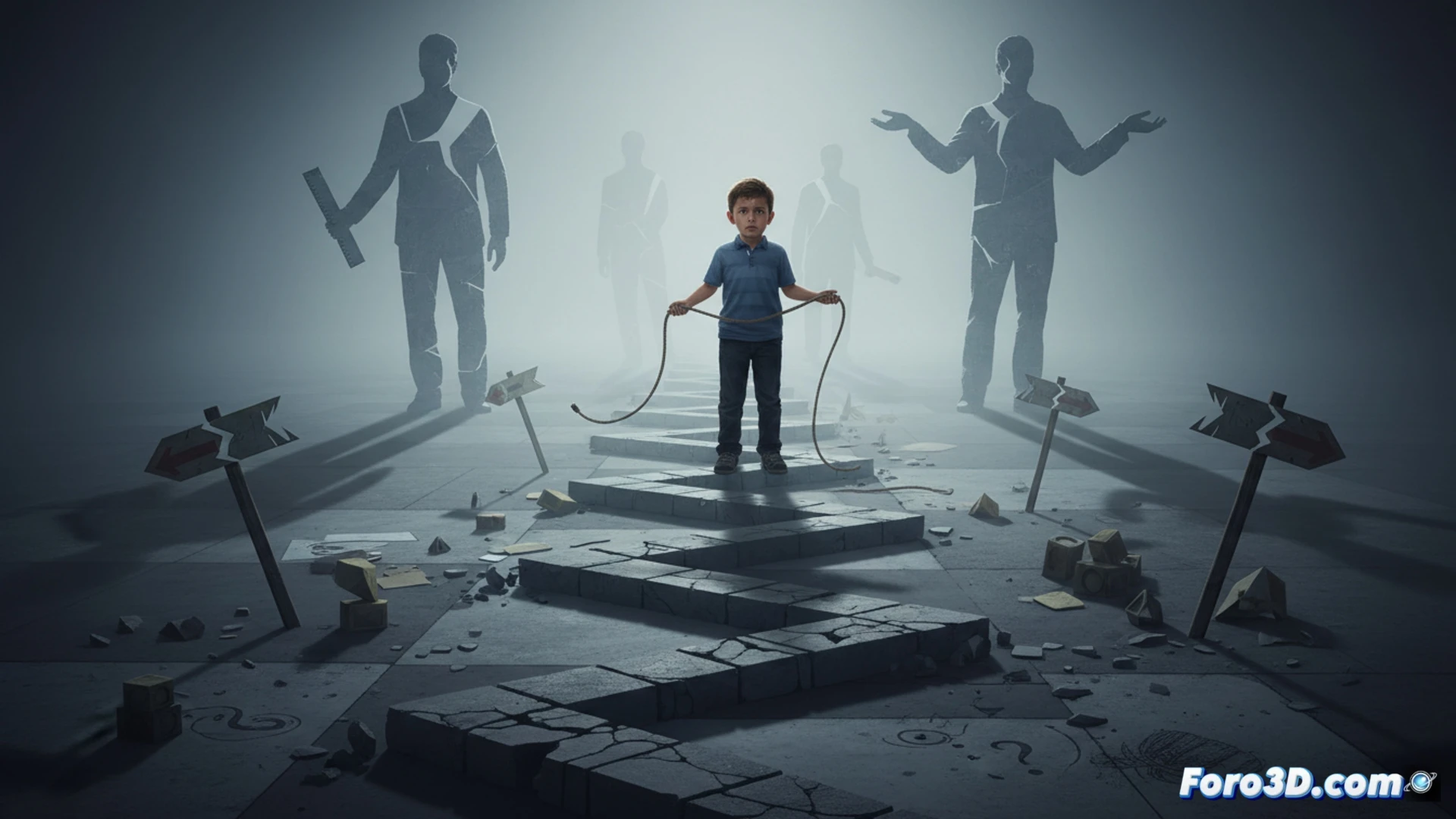 Un niño mira perplejo a un adulto cuyas reglas cambian como un semáforo en falla.