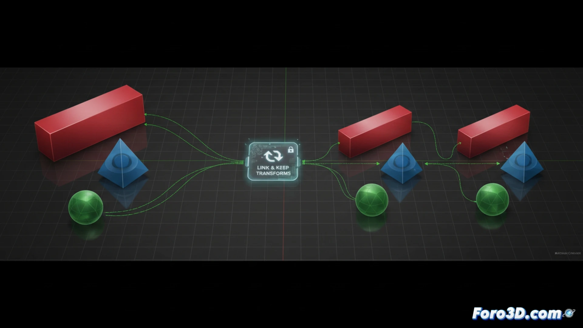 Link & Keep Transforms: Vincular mallas sin perder transformaciones