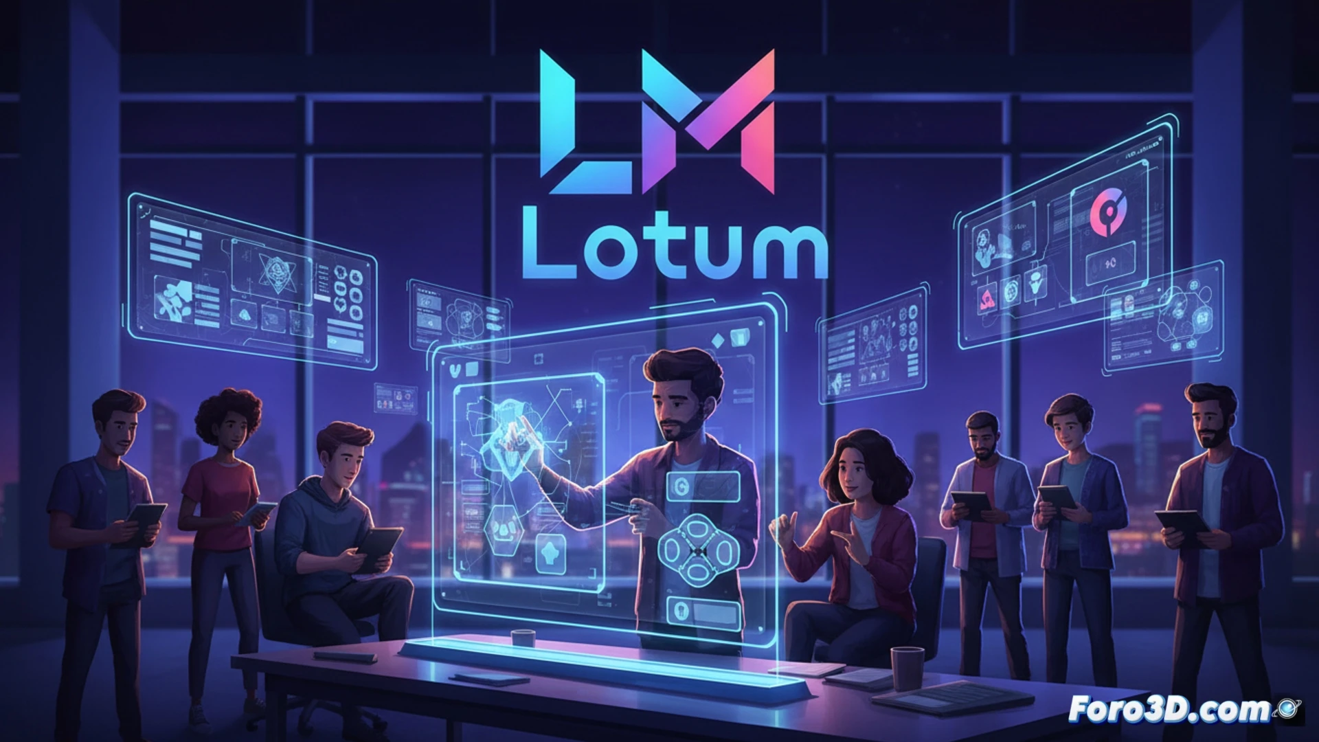 Un diseñador UX/UI trabajando en wireframes y prototipos interactivos para un videojuego móvil, rodeado de bocetos y pantallas de diseño en una mesa de trabajo colaborativa.